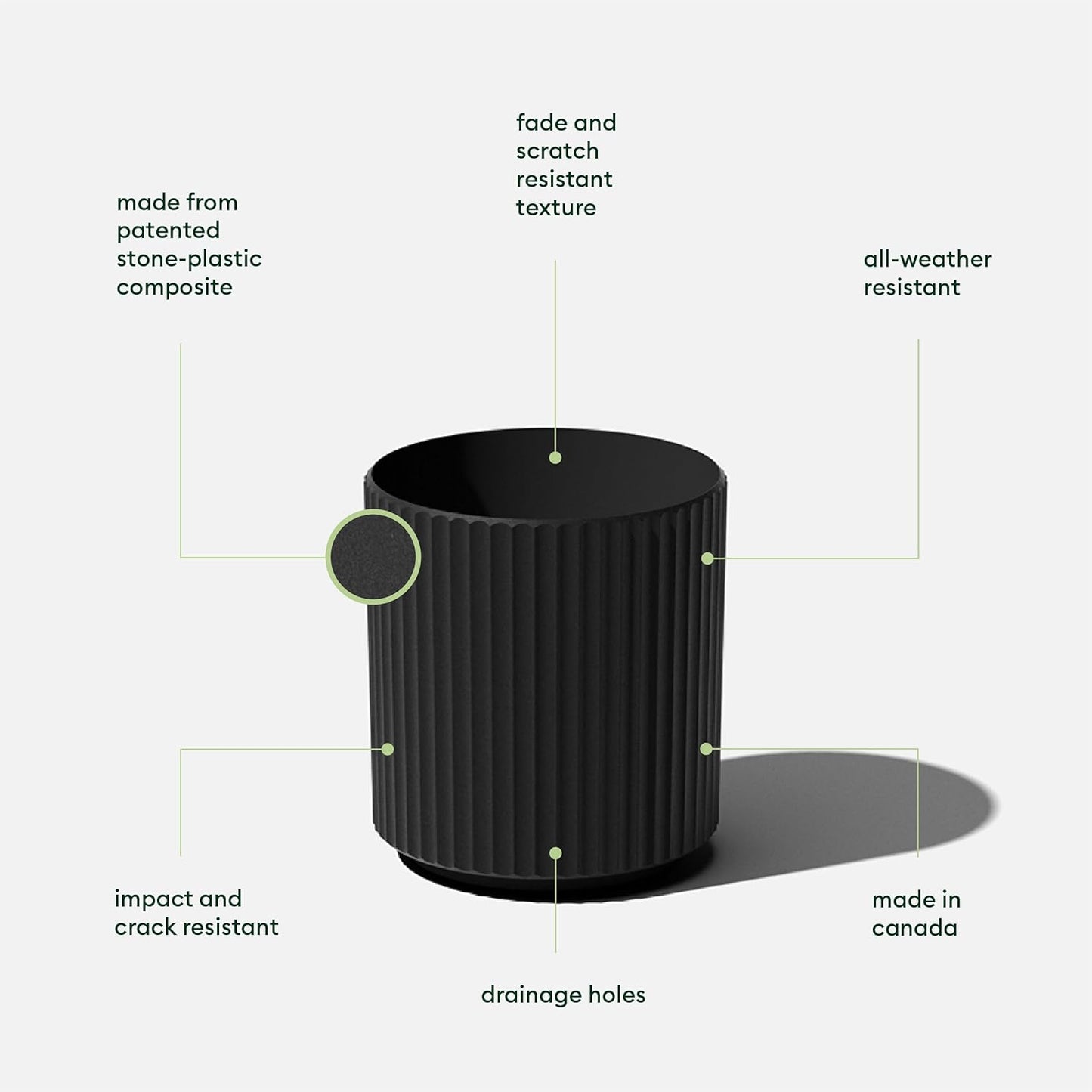 Veradek Demi Series Round Planter for Porch, Patio, Backyard | Durable Plastic-Concrete Material | Modern Décor for Tall Plants, Flowers