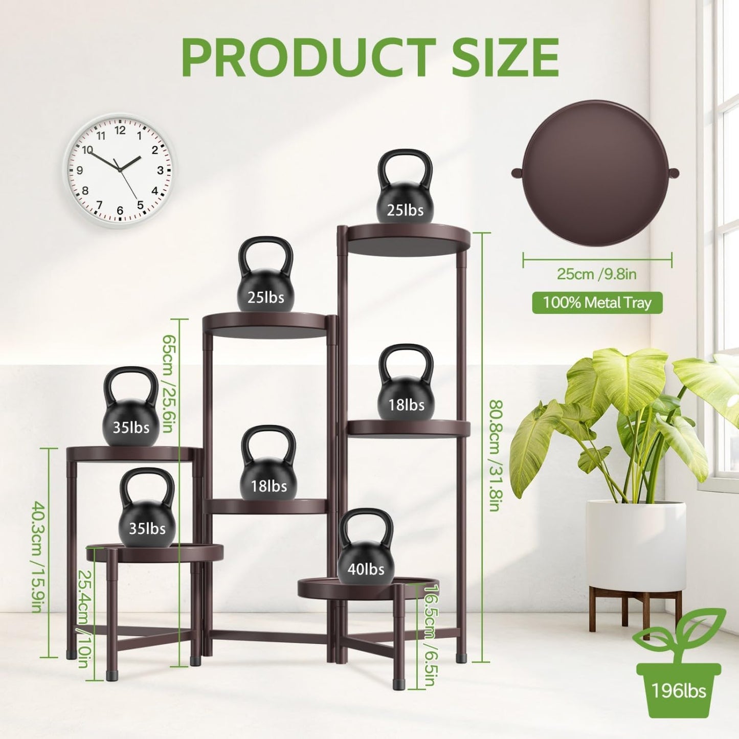 iDavosic.ly 7 Tier Large Plant Stand Indoor, 10 Inch Wide Tall Corner Metal Plant Stands Outdoor for Multiple Plants, Folding Tiered Flower Display Holder Rack Shelf, Violet Bronze