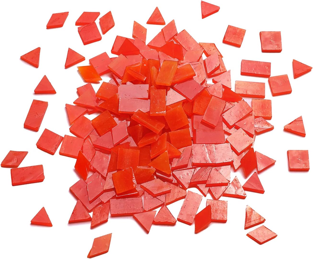 Lanyani 200 Pieces Glass Mosaic Tiles, 4-Shapes Mixed Stained Glass Pieces Tile for Crafts,Watermelon Red