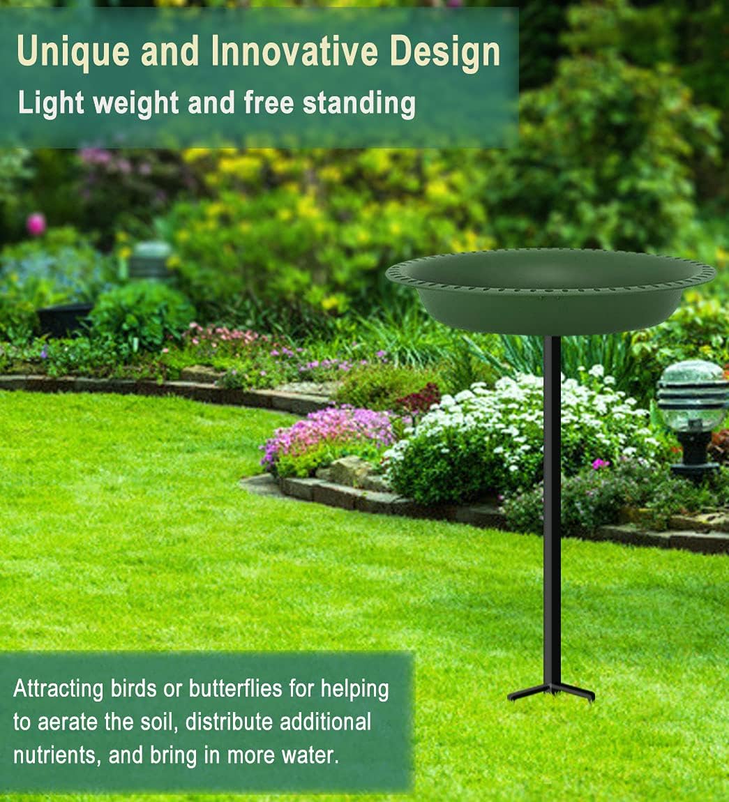 Garbuildman 28-inch Lightweight Birdbaths Antique Decoration Detachable Birdfeeder & Bird Bath for Outdoor Garden, Oblong Dark Green