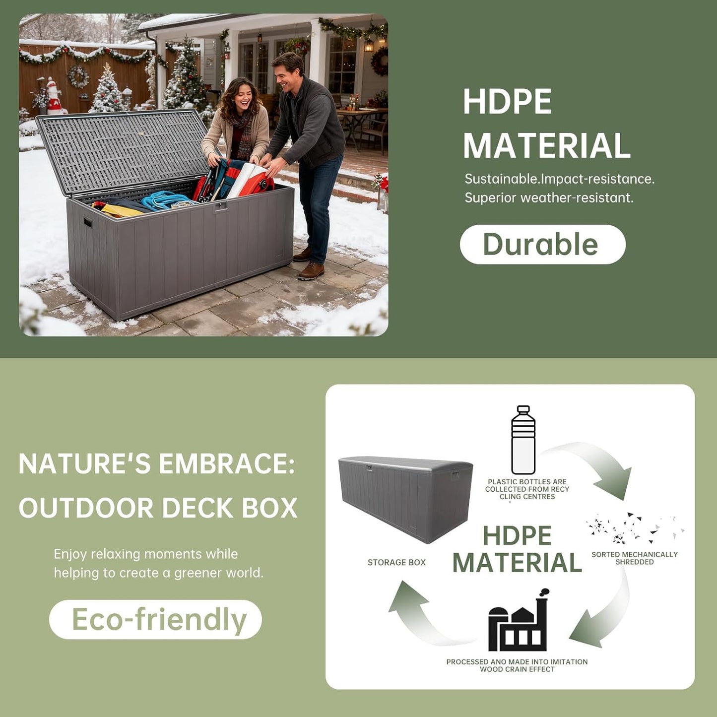 205 Gallon Extra Large Resin Outdoor Storage Box,Waterproof Deck box for Patio Furniture,Garden Tools,Lockable Patio Storage Box,Blow-Molded HDPE