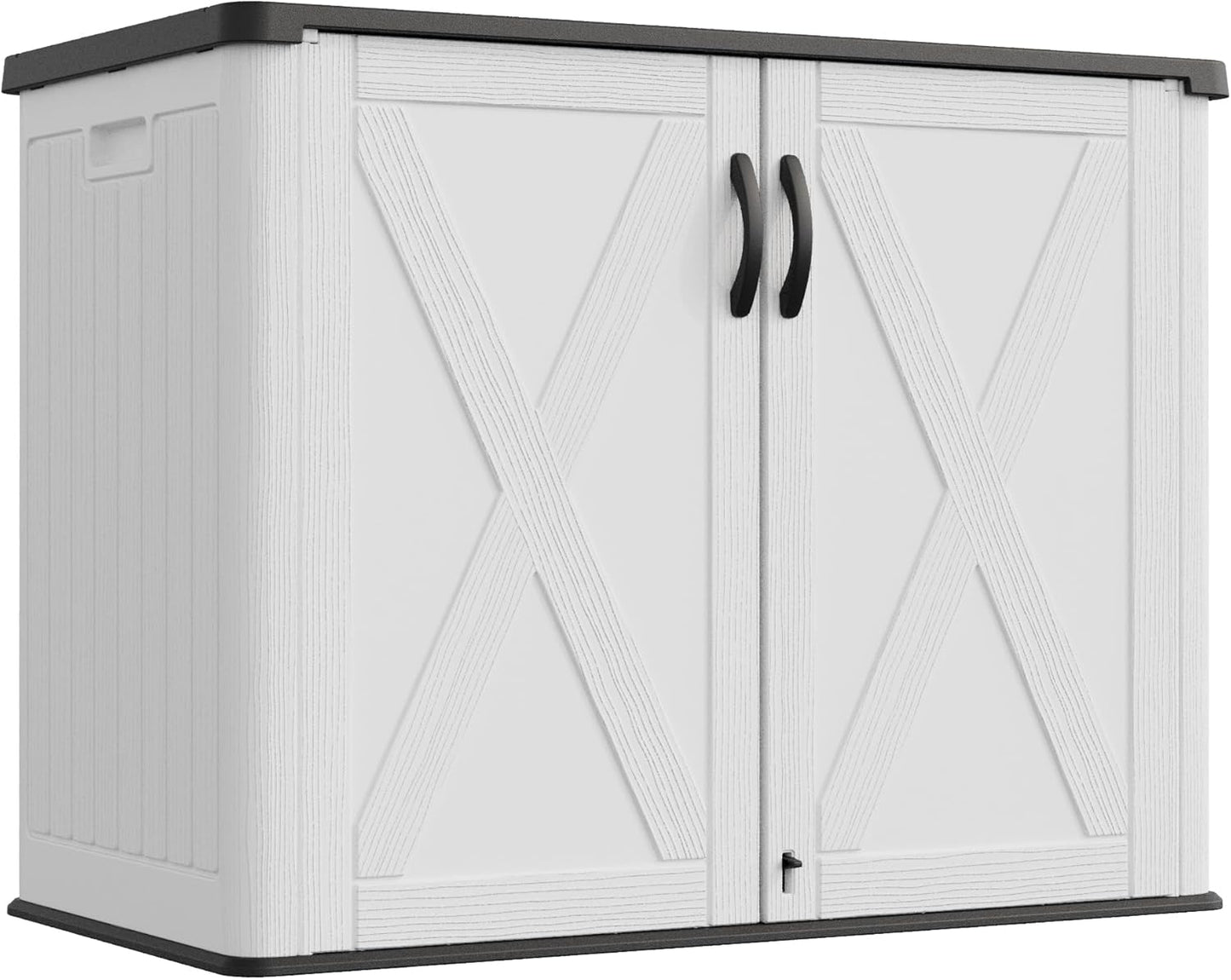 Greesum Outdoor Storage Cabinet, 25 Cu.Ft Deck Box Without Shelves, Waterproof Plastic Storage Bin for Patio Cushions, Gardening Tools, Lockable and Sidehandles, UV Resistant, White