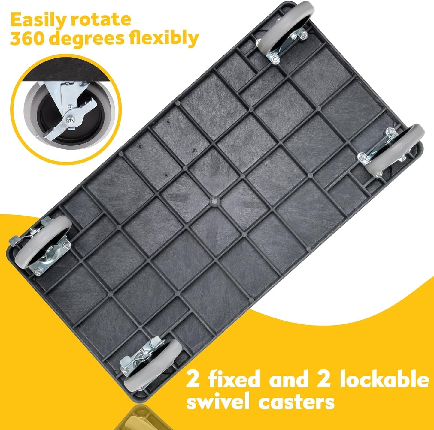 ELAFROS 3 Shelf Heavy Duty Plastic Utility Cart 34 x 17 x 38.5 Inch - Work Cart with 2 Fixed 2 Swivel Wheels and Safely Holds up to 550 lbs - 3 Tier Service Cart Deep Shelves Tool cart, Gray