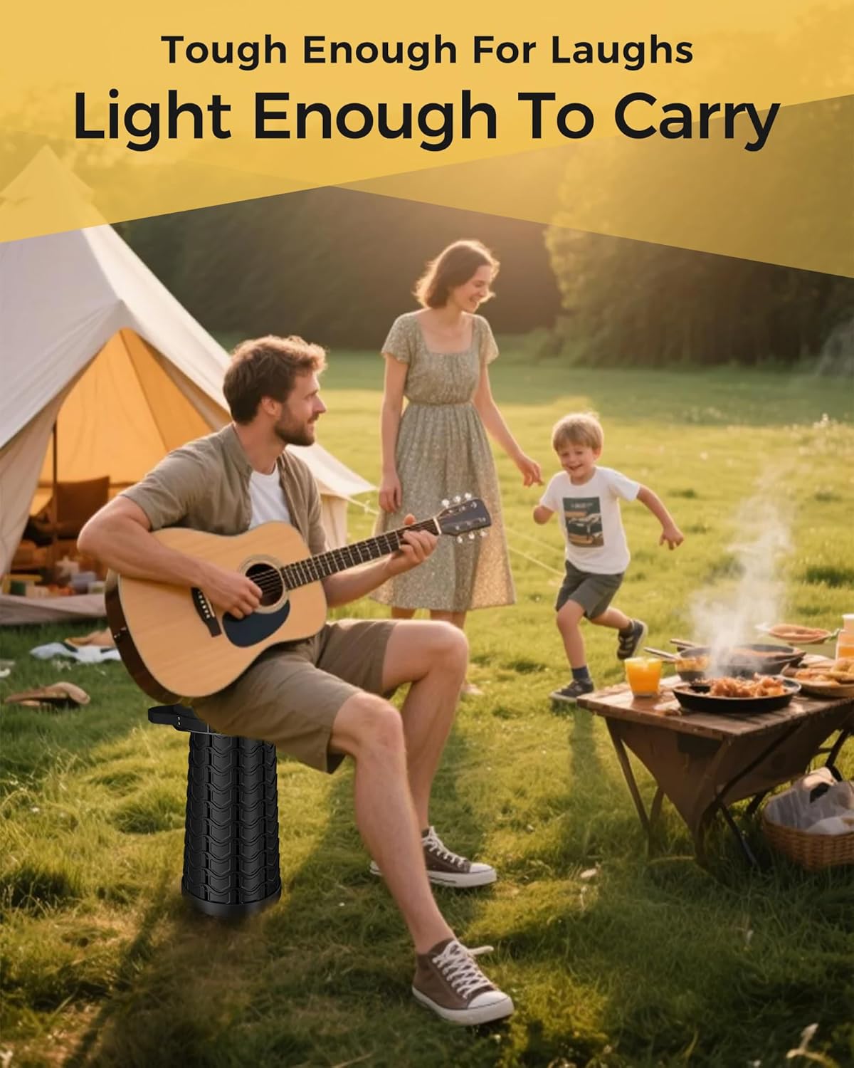 Upgraded 2PCS Collapsible Stool with Cushion & Waterproof Bag - 400lbs Heavy Duty Portable Folding Stool for Adults, Telescoping Camping Seat with Carrying Straps for Fishing Hiking Travel BBQ