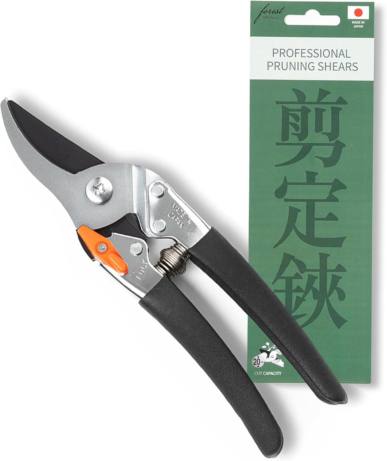 Saboten 7.9-Inch Bypass Pruning Shears, Fluorine-Coated High-Carbon Steel Blade, Ergonomic Non-Slip Grip Hand Pruner, Made in Japan, forest Originals