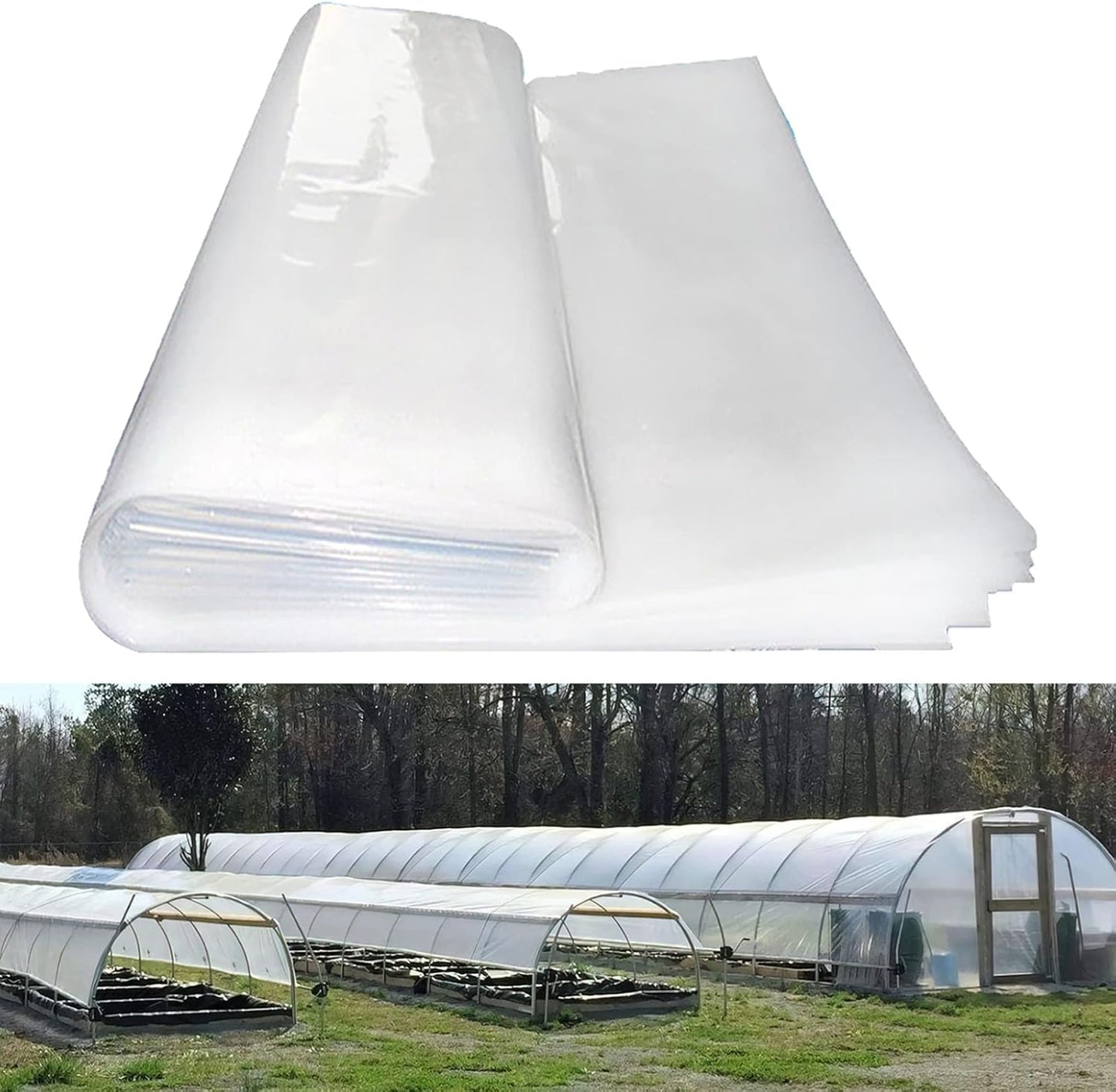Greenhouse Plastic Sheeting 24x50 ft, 6 mil Thickness Replacement Cover, UV Resistant