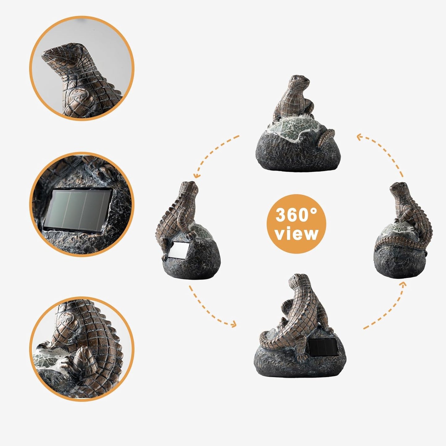 Solar Garden Outdoor Statues Lizard with LED Lights - Lawn Decor Lizard Statue for Patio, Balcony, Yard Ornament - Unique Housewarming Gifts