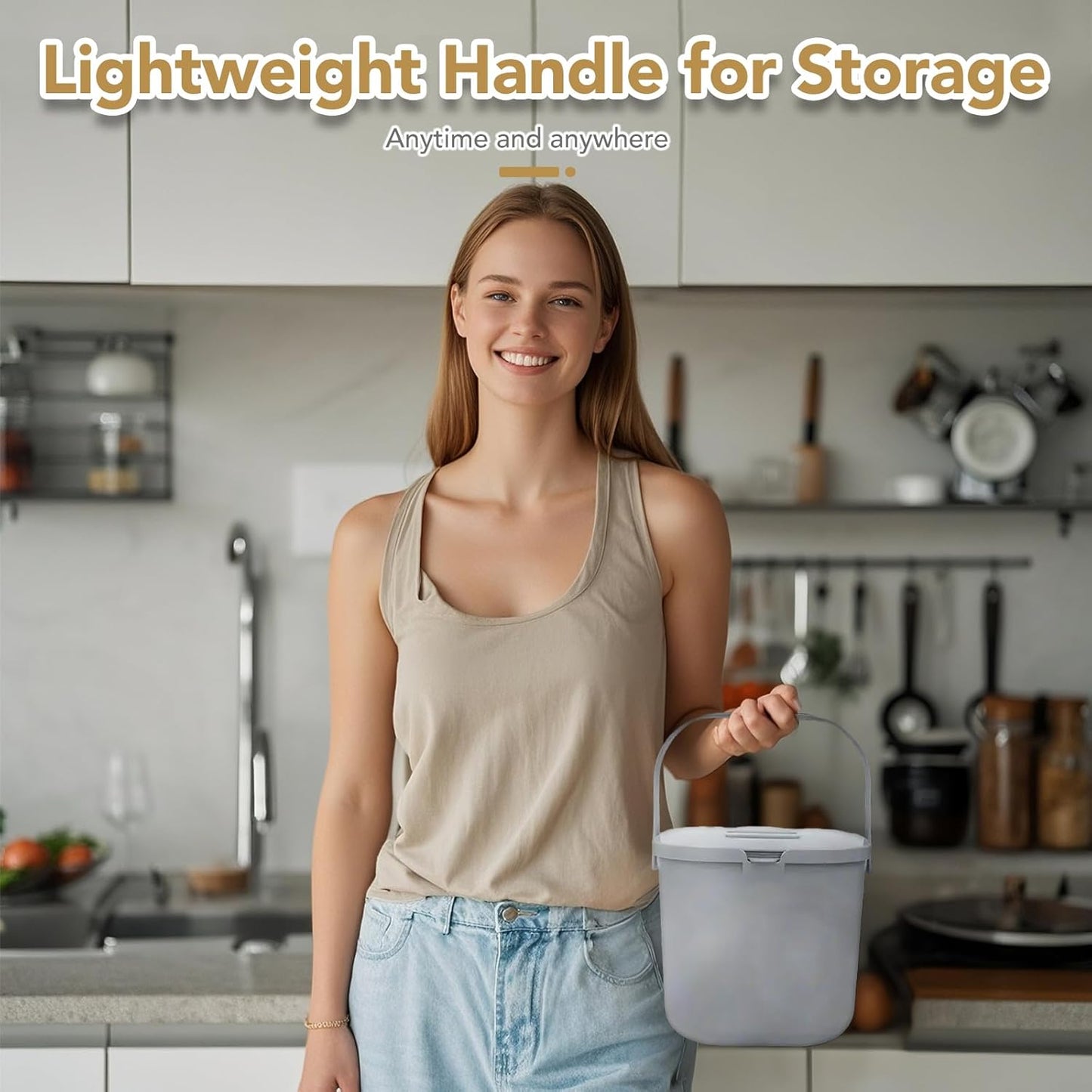 DrDirt Kitchen Compost Bin, 7L(1.85 Gal) Kitchen Compost Bin Countertop with Sealed Silicone Ring Lid, Odor-Control, Liquid Separation, Easy to Clean, for Cooking Family and Home Party, Gray