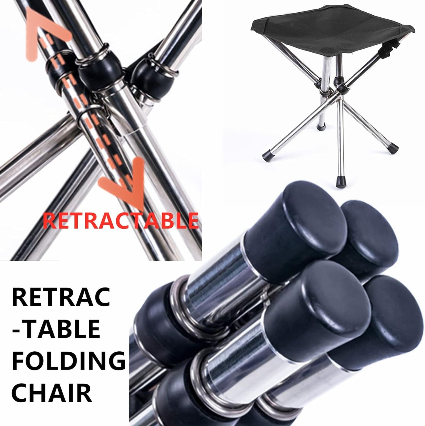 Ultra-Lightweight Stainless Steel Folding Camping Stool - Compact Portable Backpacking Stool with Carry Bag Supports 240 lbs 12.6” Folded Size for Hiking Travel Outdoor Events