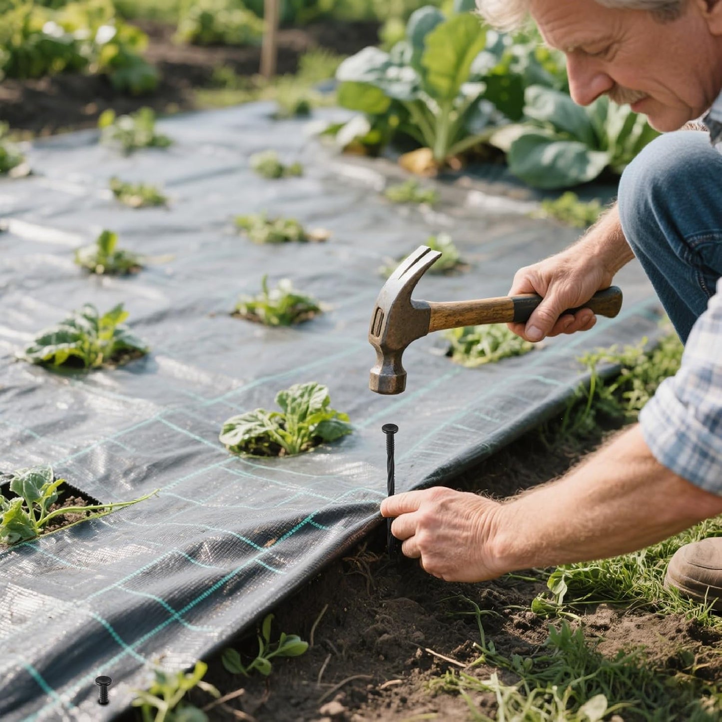 100Pcs 8-Inch Plastic Landscape Edging Spikes, Spiral Anchoring Nails for Weed Barrier, Paver Edging, Landscape Edging, Artificial Turf, Grass Pathways, and More