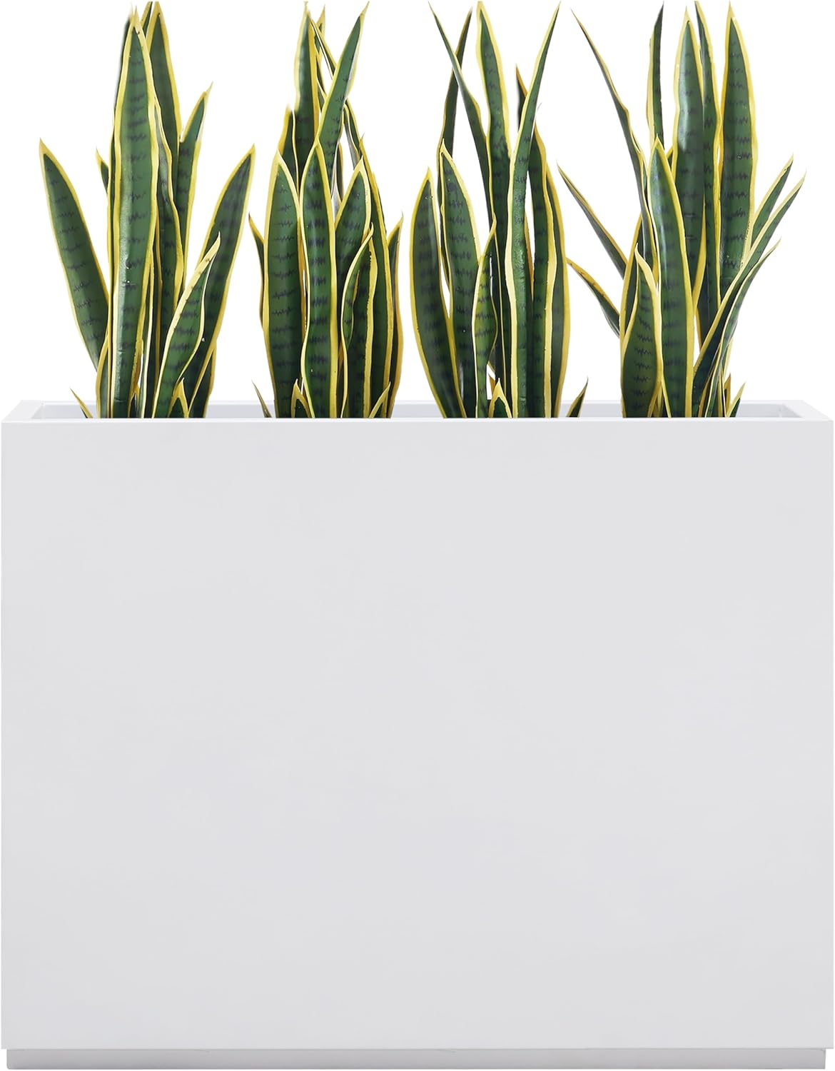 Metallic Heavy Outdoor Span Planter Box, Large Flower Pot, Long and Tall Divider Planters, 38Lx10Wx30H, White, Seamless and No Assembly 48.8 Pounds