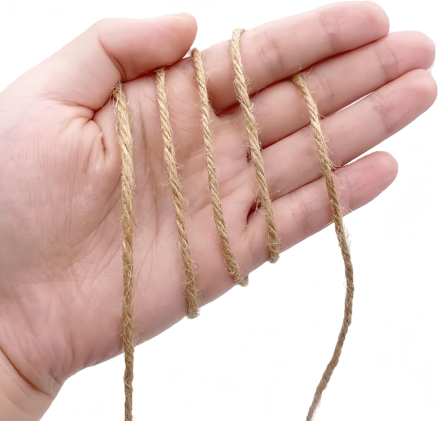 ARISKEY Natural Jute Twine,3ply String for Crafts 656 Feet Brown Cord Suitable for Crafting and Weaving Projects,Gardening Purposes and Outdoor Heavy-Duty Use