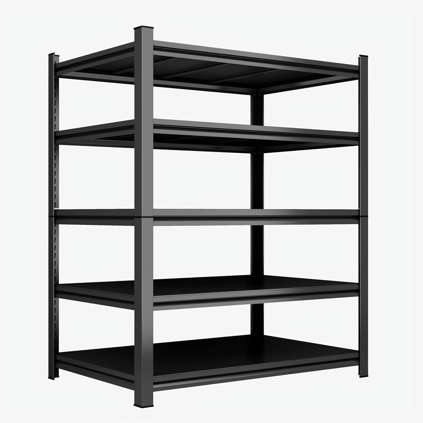 46''W Garage Shelving Heavy Duty Garage Storage Shelves, 3000 LBS Adjustable 5 Tier Industrial Shelving Unit, Metal Utility Shelf for Basement, Warehouse and Workshop (72''Hx46''Wx20''D, Black)