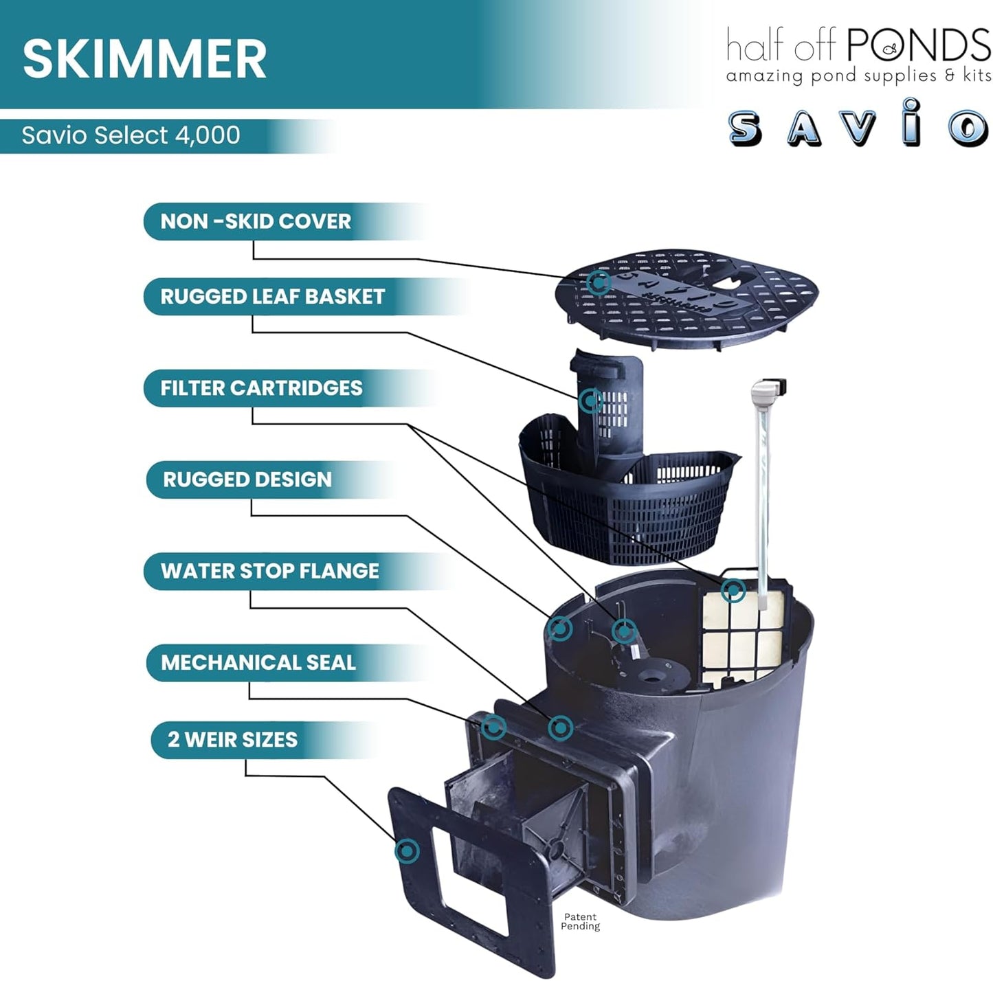 HALF OFF PONDS Savio Select 4,000 GPH Submersible Pump Pond Kit with 15' x 20' PVC Plastic Pond Liner, UV Clarifier for Water Garden & Koi Pond