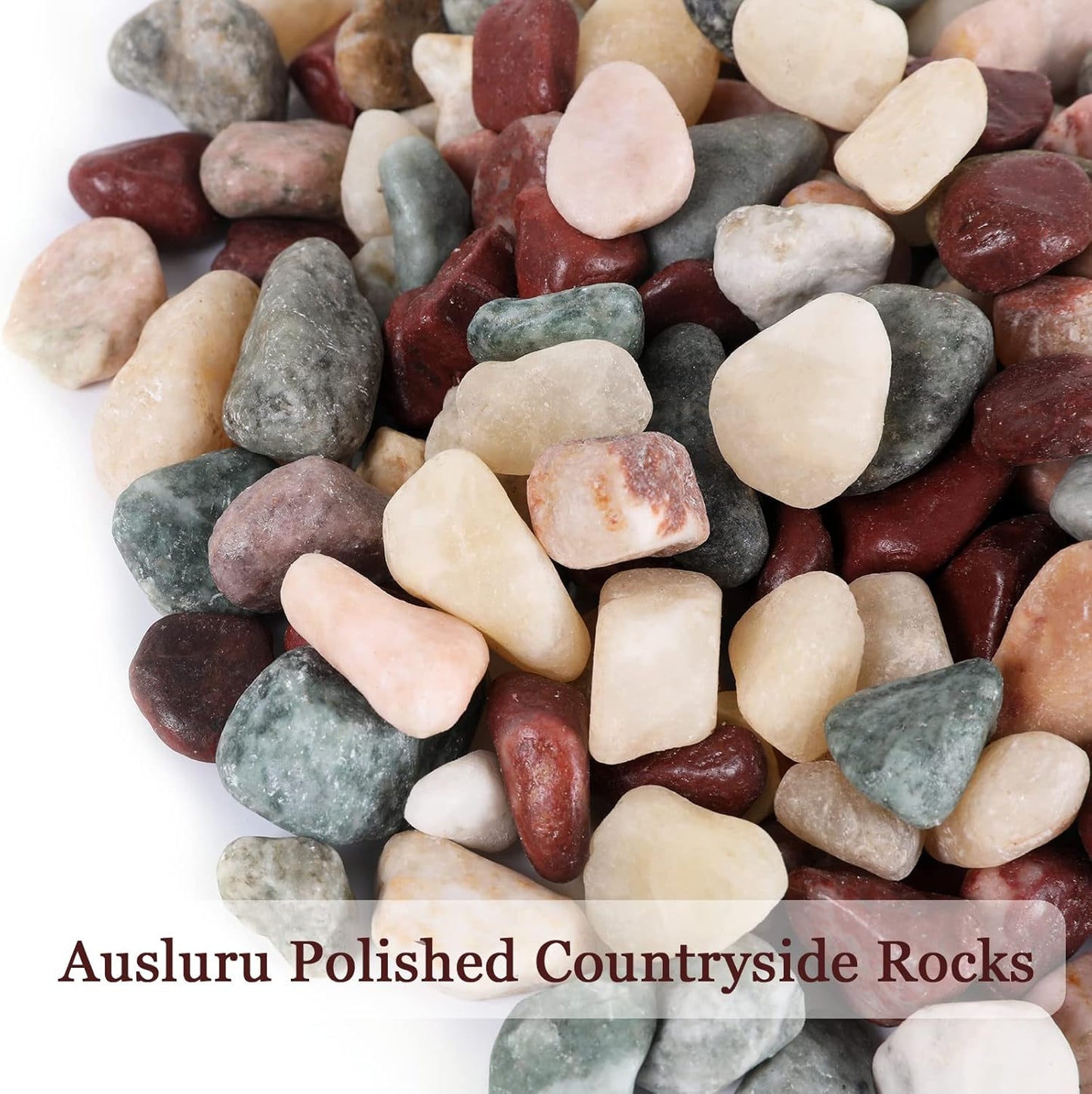 11lbs Natural River Rocks, Polished Pebbles for Plants Garden, 0.3-0.8 inch Decorative Countryside Stones, Ideal for Fish Tank, Vases, Home Decor and Garden Landscaping,Countryside