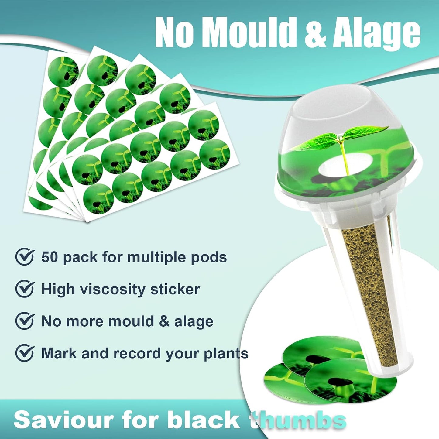 150pcs Seed Pod Kit for Hydroponics, Grow Anything Kit with 100pcs Grow Sponges, 50pcs Pods Labels, Hydroponics Pods Replacement Compatible with Hydroponics Growing System from All Brands