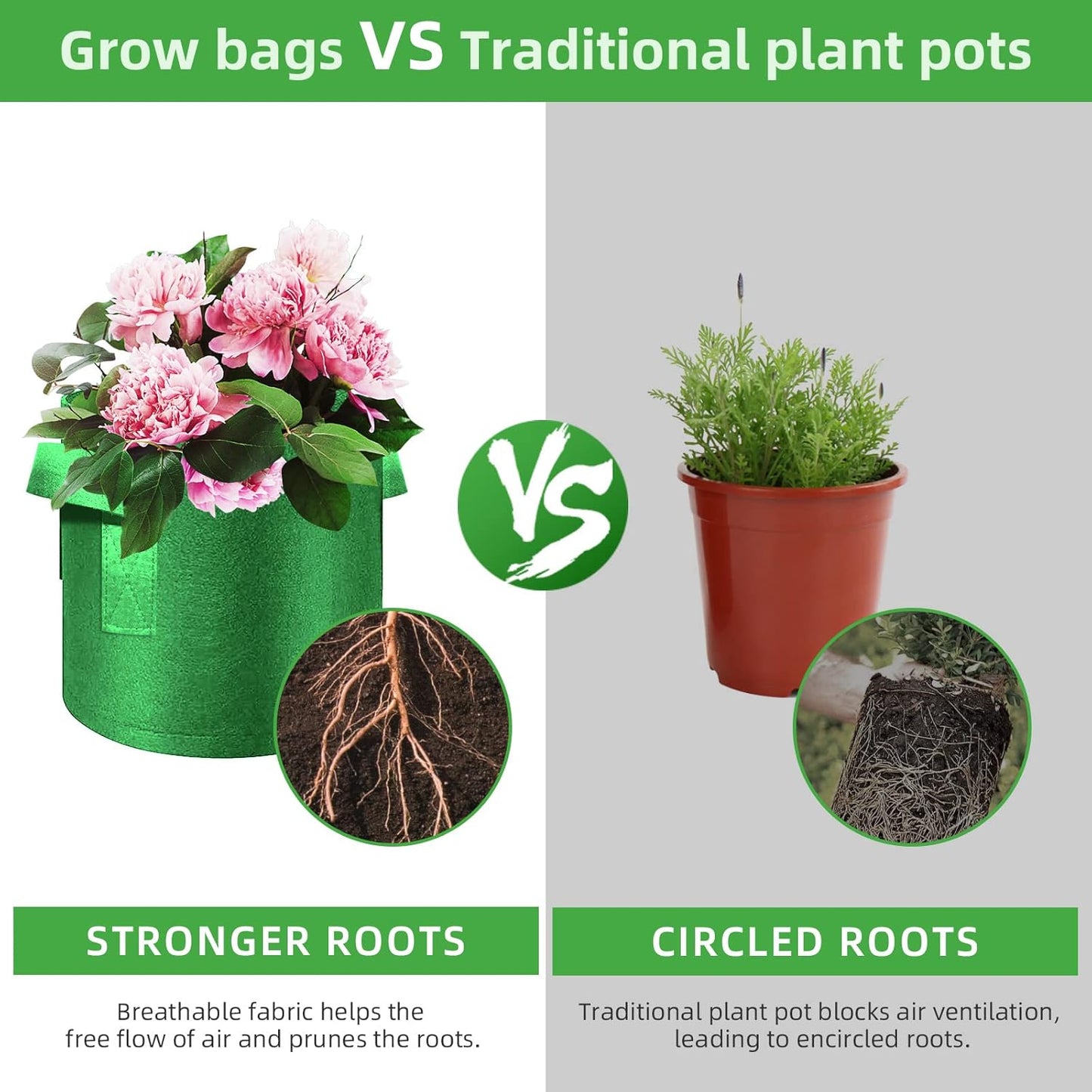 12-Pack 10 Gallon Plant Grow Bags, Thickened Nonwoven Fabric Pots with Handles, Vegetable Planter Bags Containers, Cloth Planters for Garden Vegetable/Flower/Plant/Fruits Outdoor (Green)