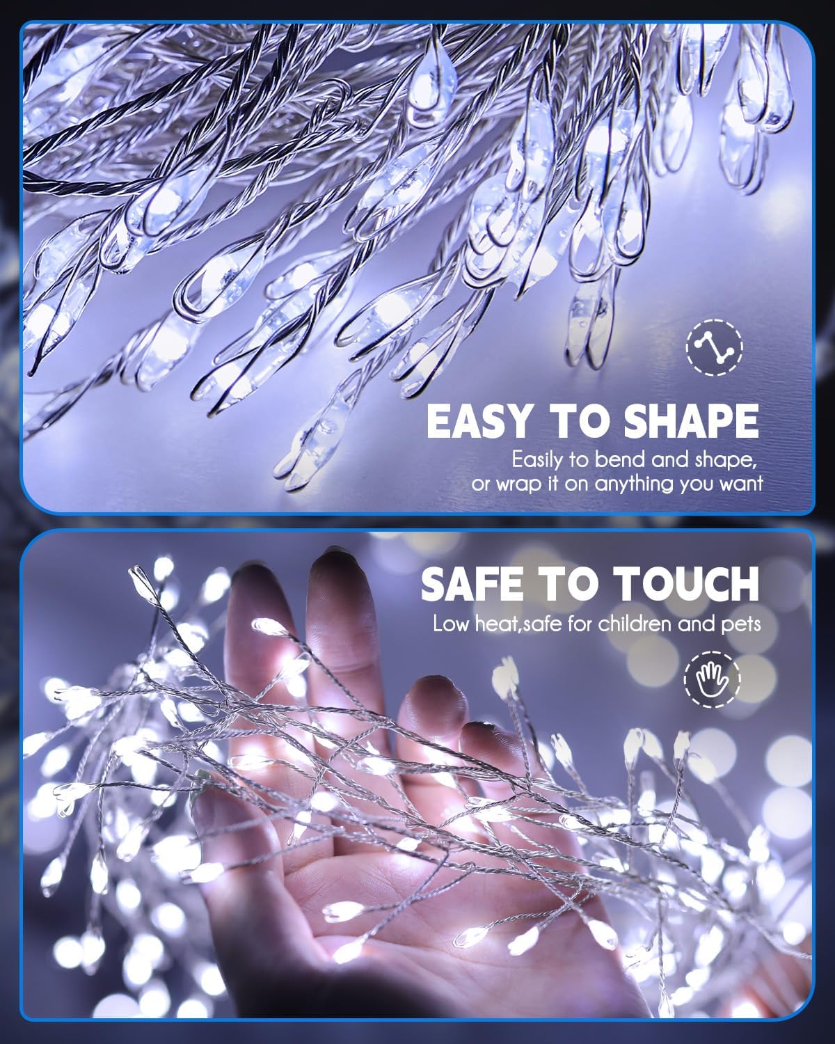 Brightown Solar String Lights for Outside, 19.6Ft 240 LED Solar Fairy Lights for Outdoor Waterproof with 8 Modes for Patio Party Garden Yard Home, Pure White