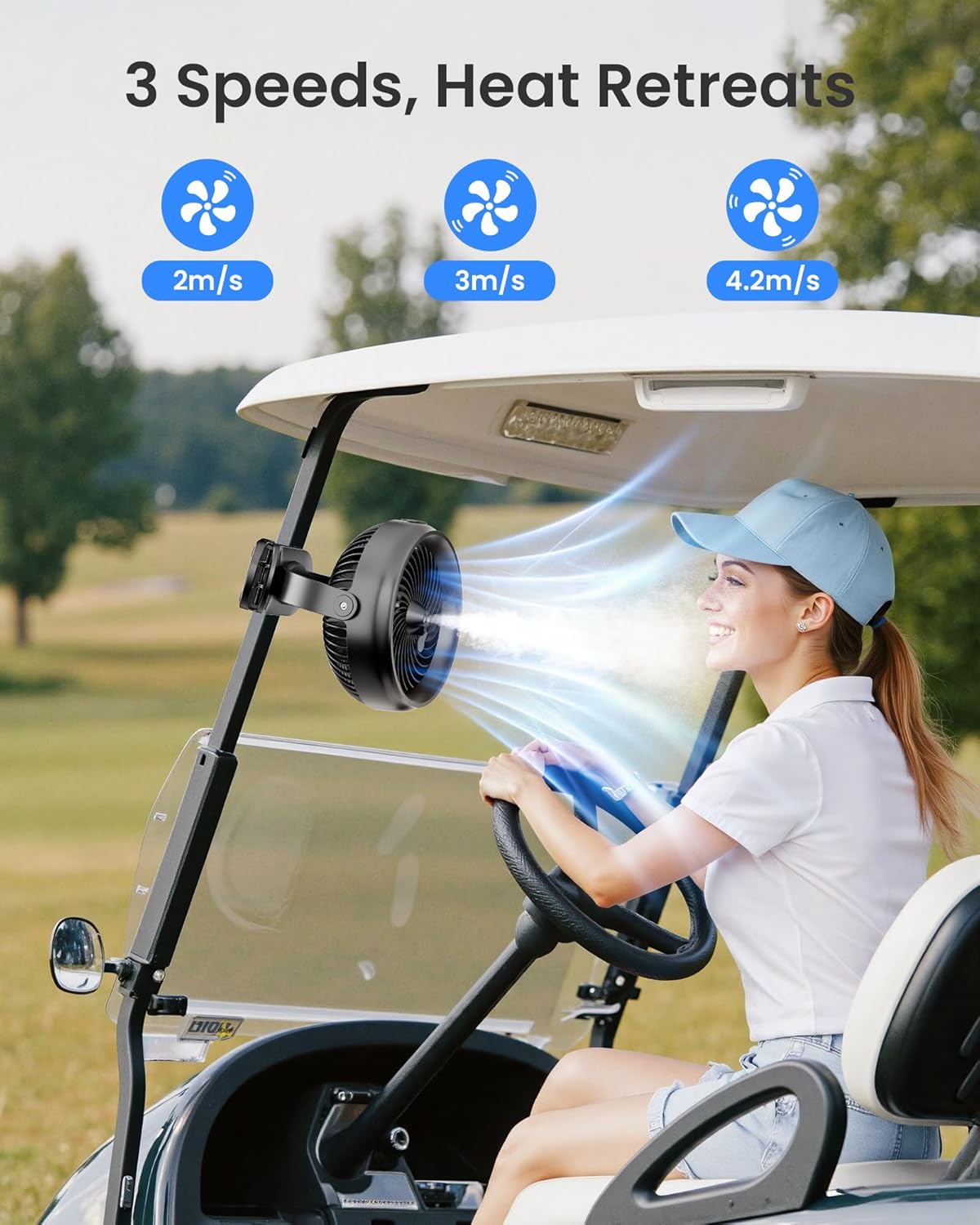 Koonie 10000mAh Battery Operated Misting Fan with Clip, Portable 8'' Mist Fan for Desk with Max. 48 Hours Runtime, 3Speeds, 2 Spray Modes, 200ML Tank for Golf Cart Home Office Travel Camping Stroller