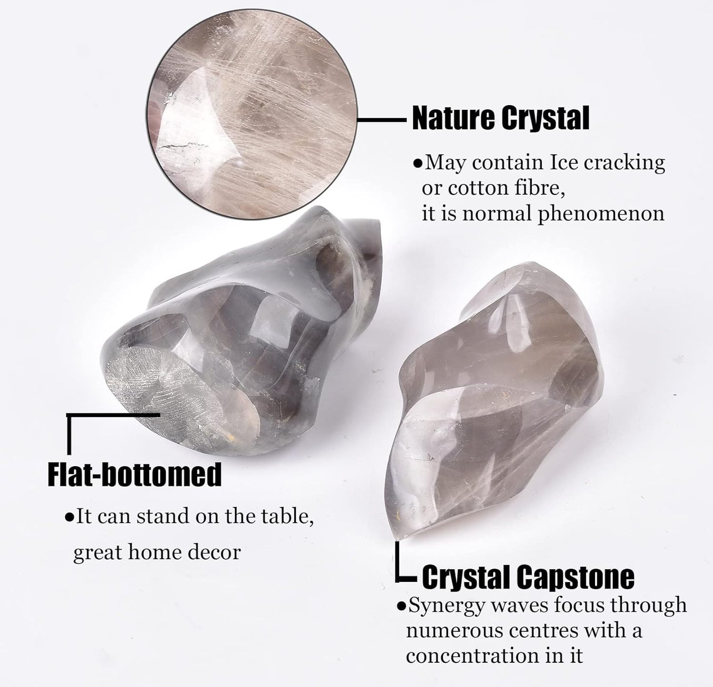 AMOYSTONE Blue Pink Quartz Flame Shaped Stone Towers Large Healing Crystal Quartz Home Decor 0.6-1.0LBS