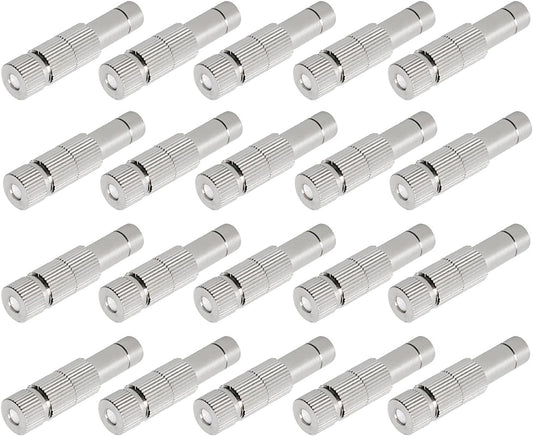 20pcs Brass Mister Nozzles, 6mm Misting Nozzles for Outdoor Cooling System, Landscaping, Air Humidification, Greenhouse Irrigation (with Filter, 0.039"/1mm Orifice)