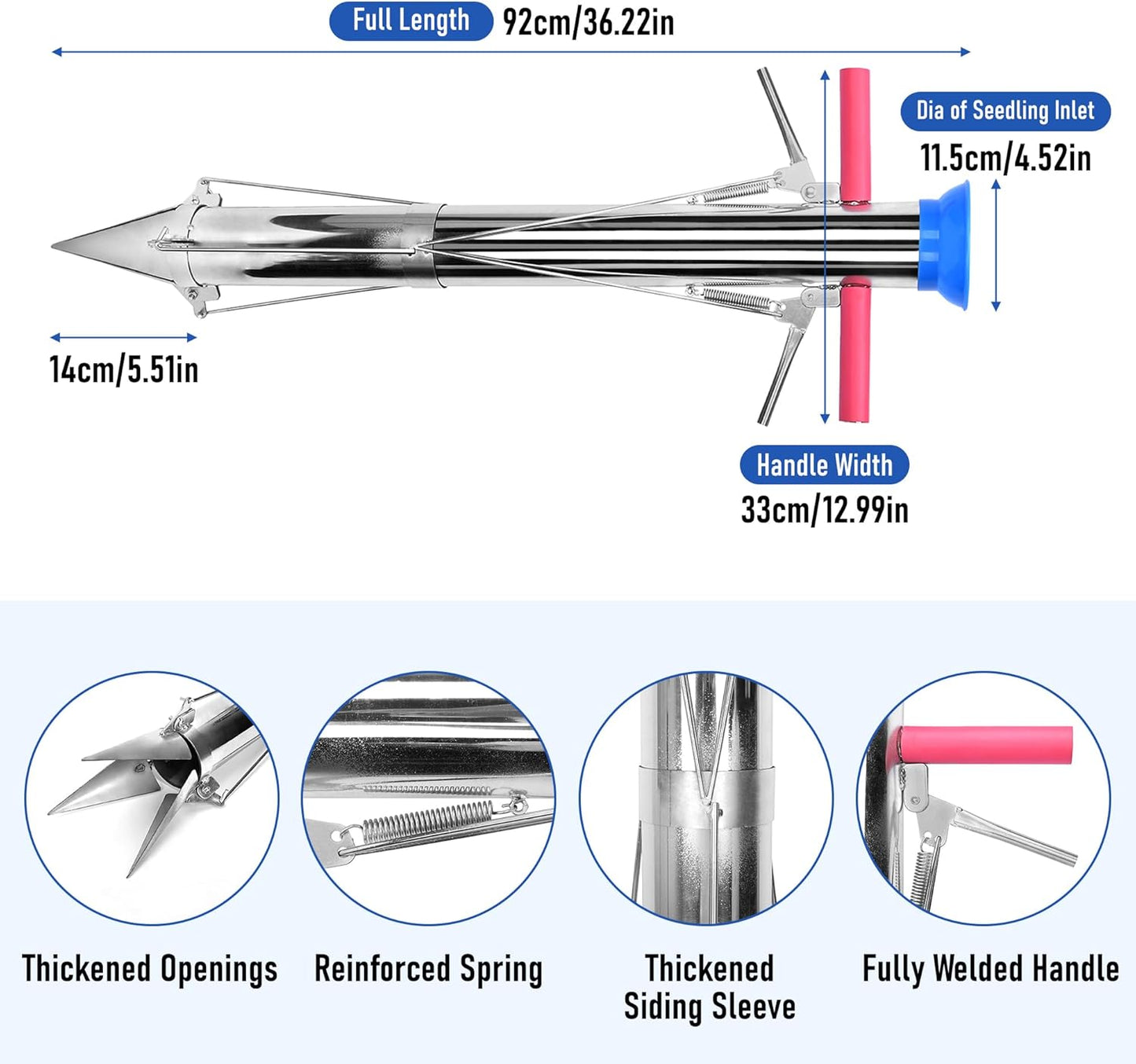 AIWFL Seedling Transplanter Long Double Handled Bulb Planter Tools Vegetable Young Plant Manual Plant Transplanter Stainless Steel Planting Garden Tools