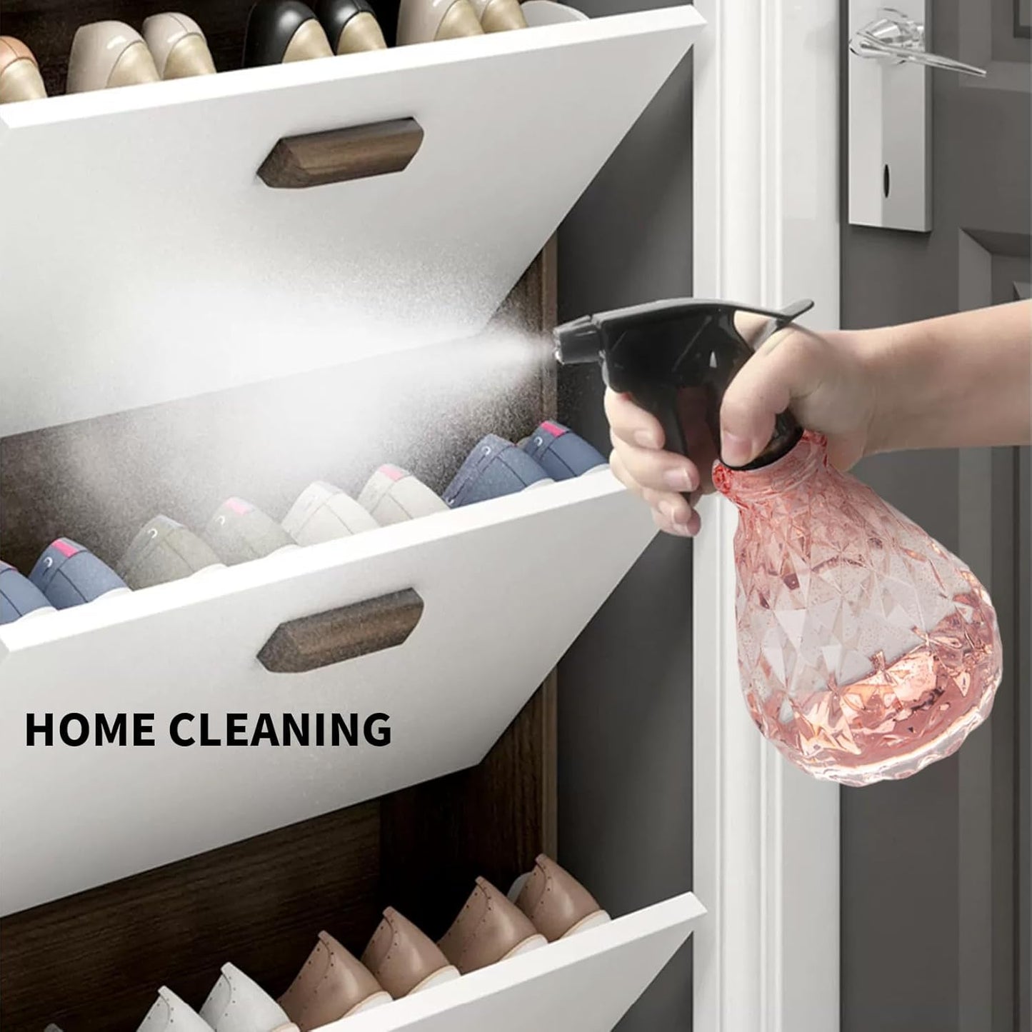 2 Pcs Spray Bottles, 500 ml/17 oz Empty Water Spray Bottles, Plastic Reusable Adjustable Mist Sprayer Squirt Bottles Containers Refillable for Cleaning Solutions, Gardening, Plants (Pink)