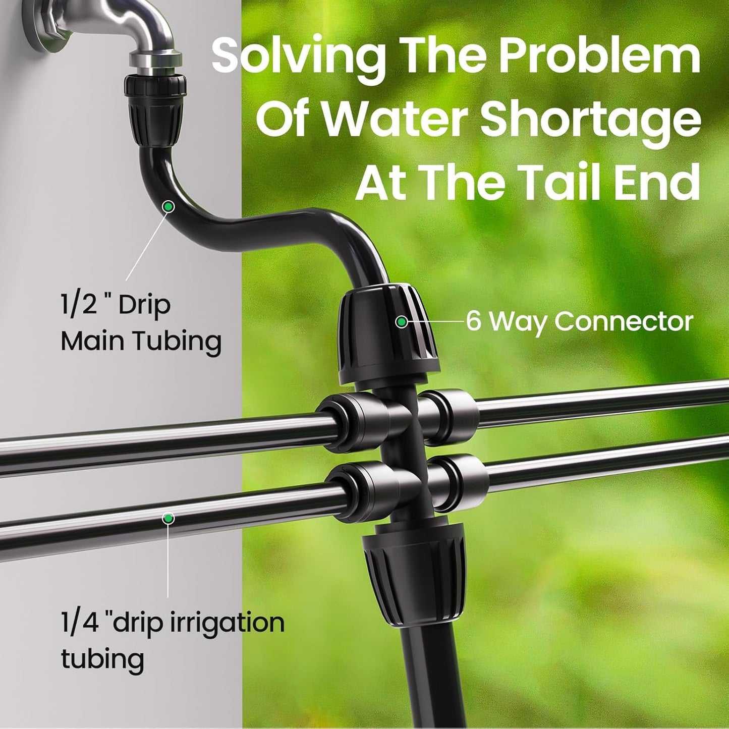 6 Packs 1/2''to 1/4''Barbed Tee,Drip Irrigation Fittings for 6-Way Connector