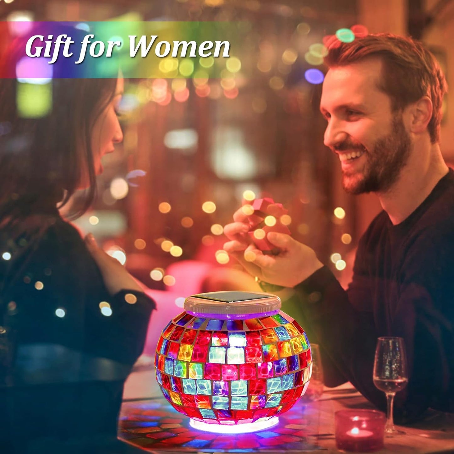 Color Changing Mosaic Solar Light Led Garden Lights，echargeable Solar Table Lights Outdoor Waterproof Solar Night Lights for Garden, Patio, Party，Outdoor/Indoor Decorations, Ideal Gift