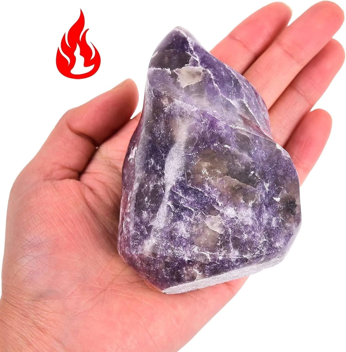 AMOYSTONE Purple Lepidolite Crystals Tower Flame Shaped Stone Energy Meditation Healing Crystal Home Decor 1.5-2.2 Pound