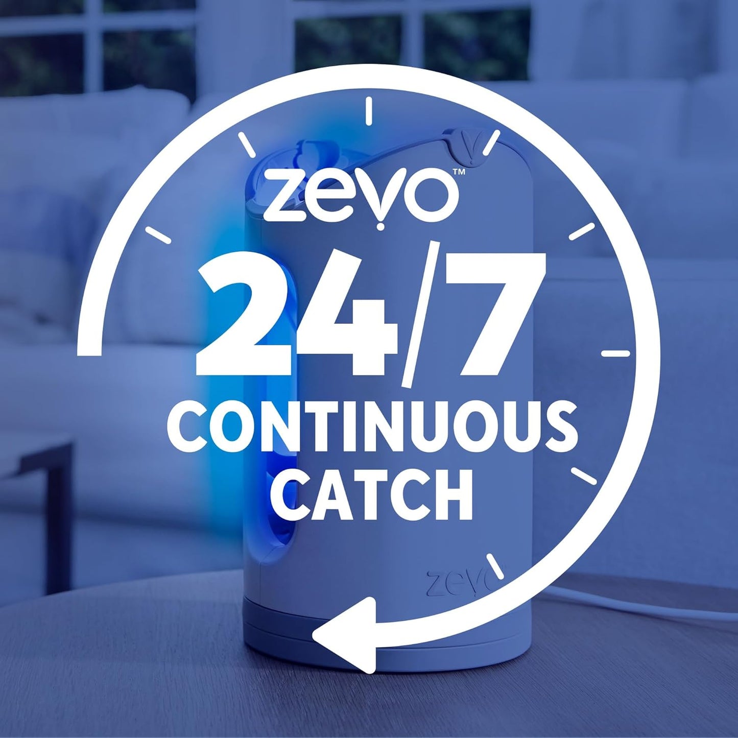 Zevo MAX Bug Catcher & Fly Trap for Indoors - Flying Insect Trap for Gnats, House & Fruit Flies - Use in Any Room - No-Mess Disposal (1 Plug in Base & 6 Cartridges)