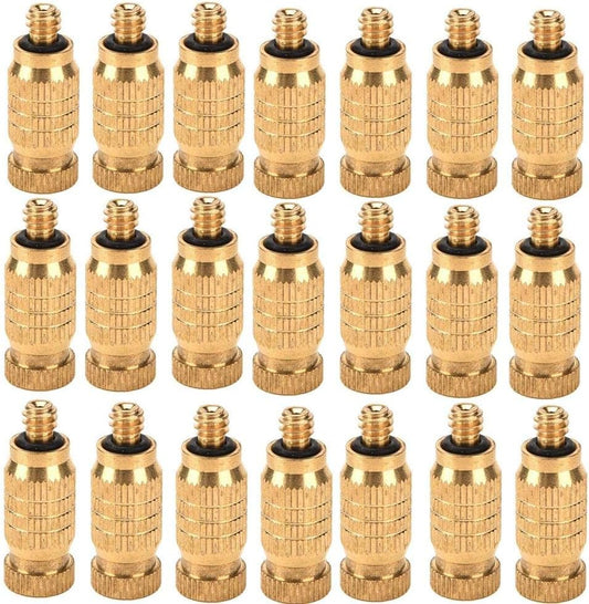20pcs Garden Brass Misting Nozzles High Pressure Spray Misting Nozzle Atomizing Nozzle for Greenhouse,Landscaping,Dust Control,Outdoor Cooling System,0.008inch Orifice (0.2mm), 3/16 UNC