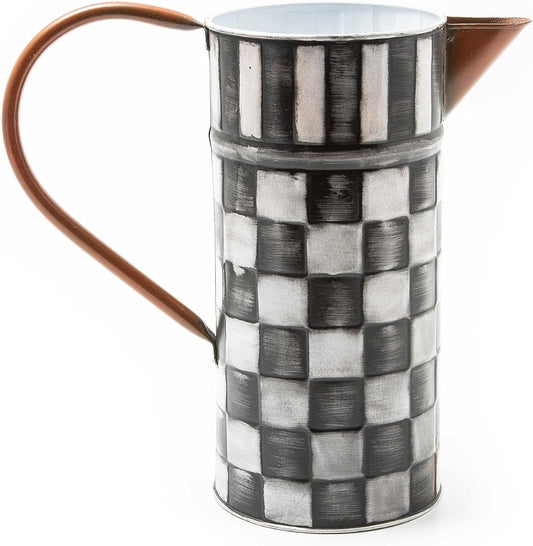 MACKENZIE-CHILDS Watering Can, Outdoor Galvanized Watering Can, Black-and-White Check It Out