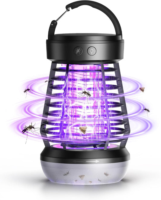 Upgraded Electric Fly Zapper,3 in 1 Bug Zapper Outdoor & Indoor, Electric Mosquito Killer Lamp with 2000V Grid & On/Off Switch, Mosquito Traps for Kitchen, Patio, Backyard, and More (Black)
