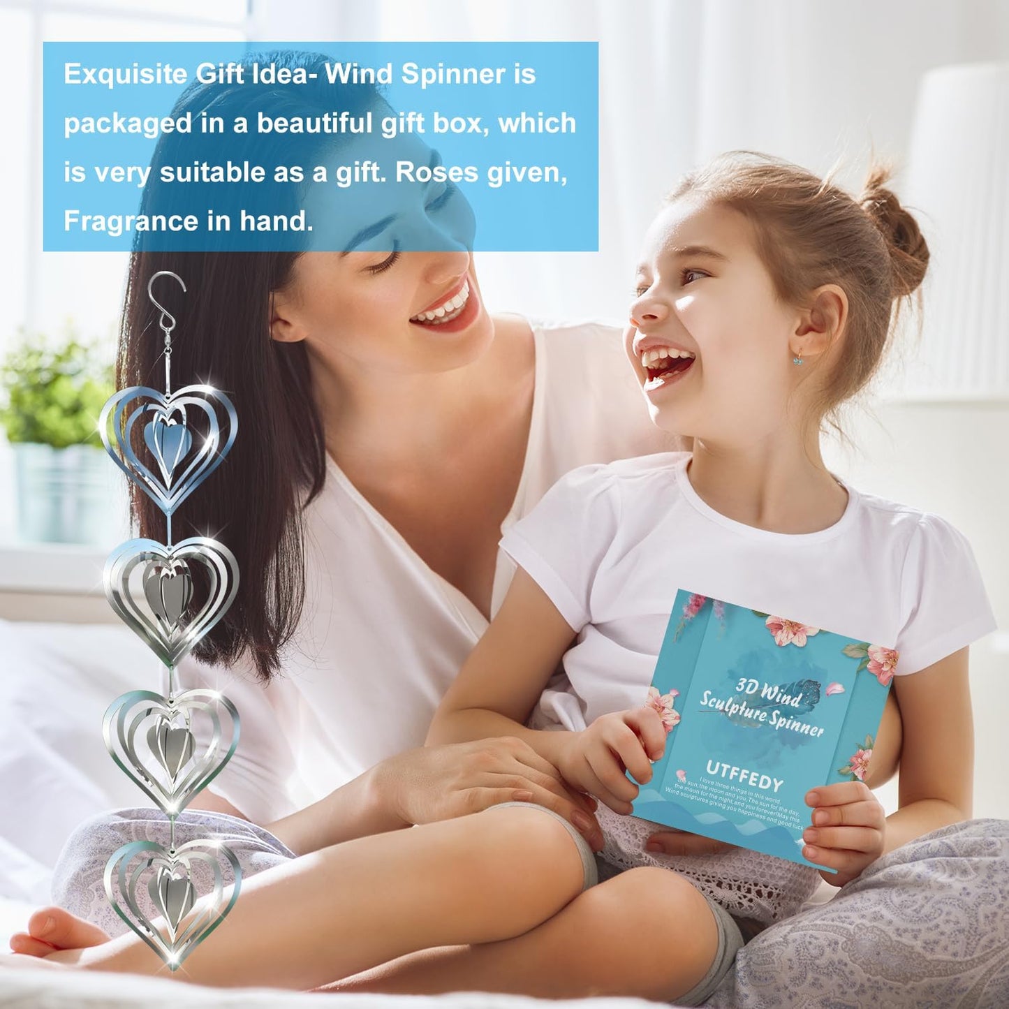 12 Metal Heart Bird Scarer Discs Set, Wind Spinners 3D Helix Reflector Stainless Steel Sparkly Outdoor Garden Decor, Scare Birds & Animals Away from Garden Yard Patio Lawn Farm Wind Sculpture Gifts