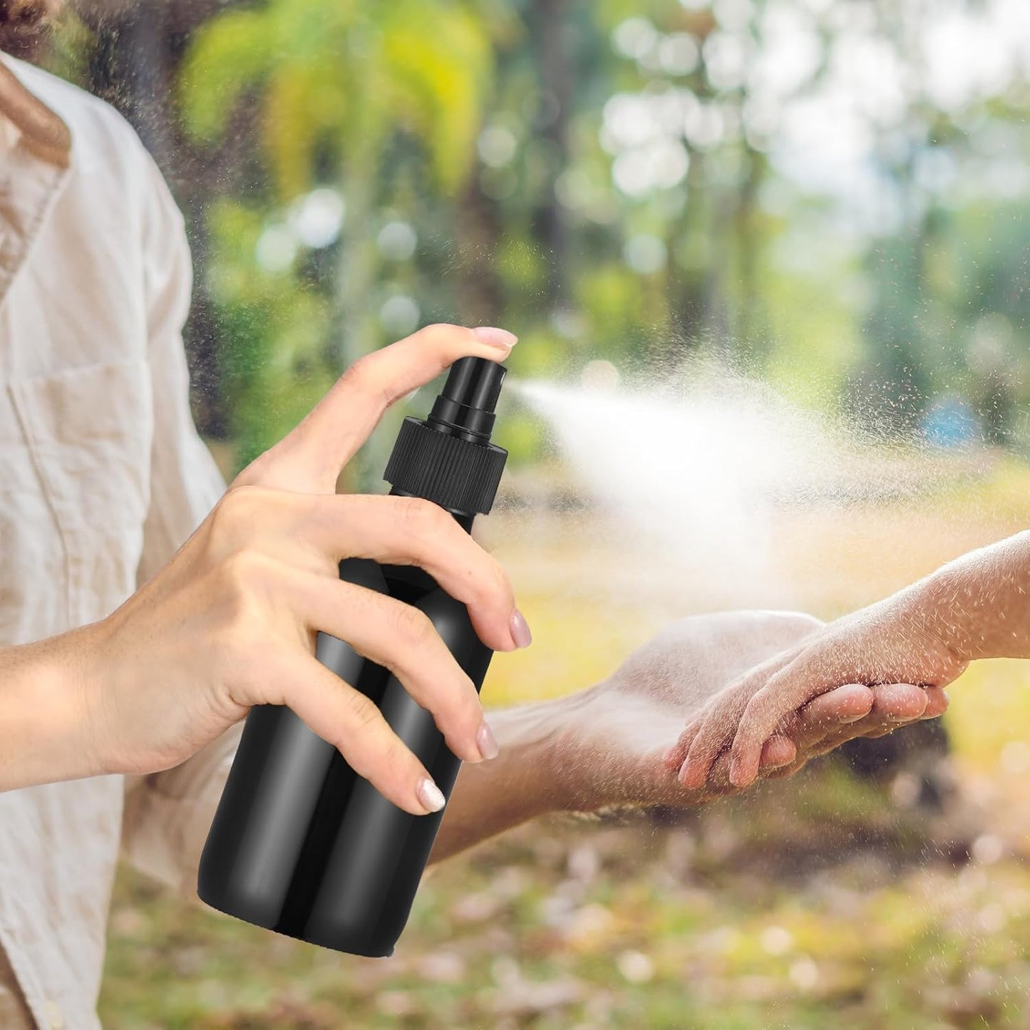 Norme 12 Pcs 8 oz Glass Spray Bottles with Funnels and Labels Refillable Cosmetic Empty Spray Bottles with Sprayer Containers for Essential Oil Cleaning Solutions(Black,Stylish)