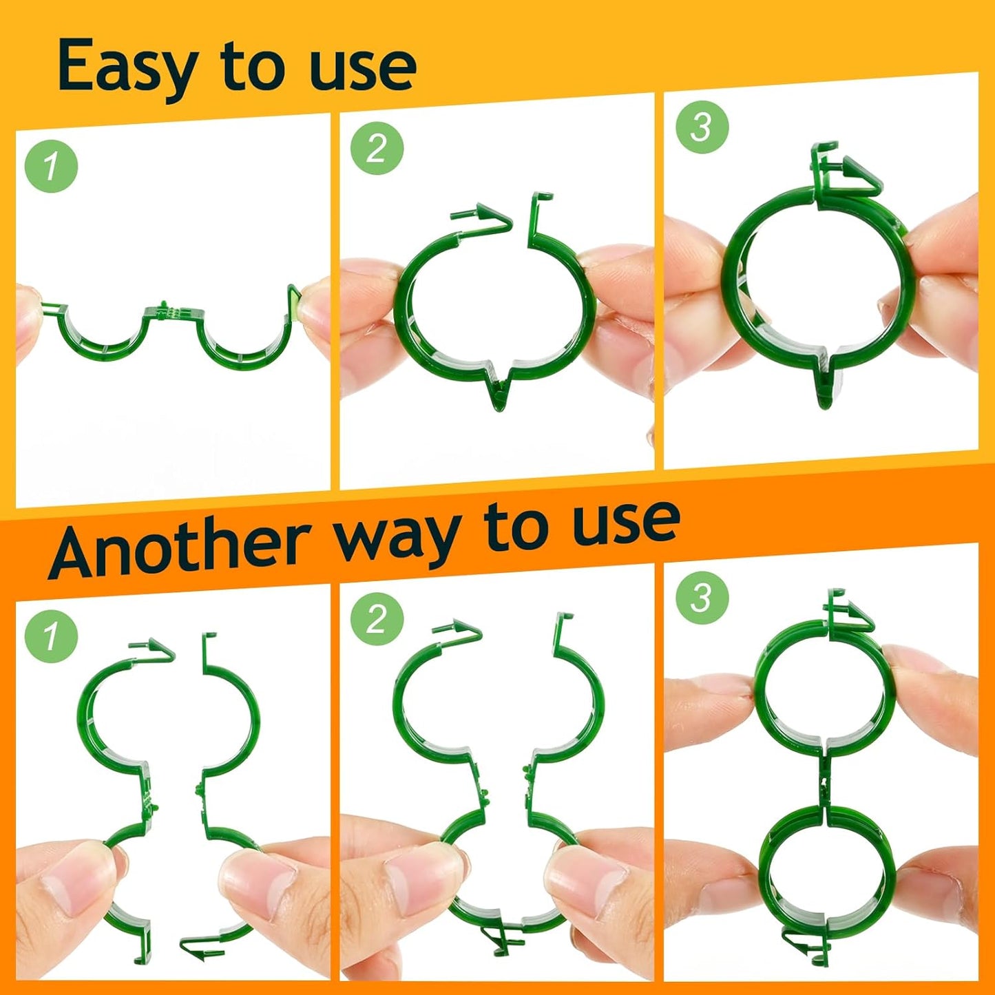 200Pcs Secured Plant Support Clips - Tomato Clips for String Trellis, Grape Vine Grid Clamp for Garden Netting Climbing Plants, Fixing Stem and Vine (Green)