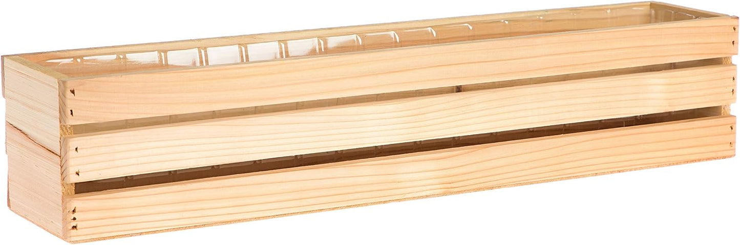 20" Rectangular Rustic Wood Planter with Plastic Liner l Rustic Barn Wood l Wine Crate Style, Home and Wedding Decorations, Garden Ornaments (20x4 Wine Crate Set of 2, Rose Wood)