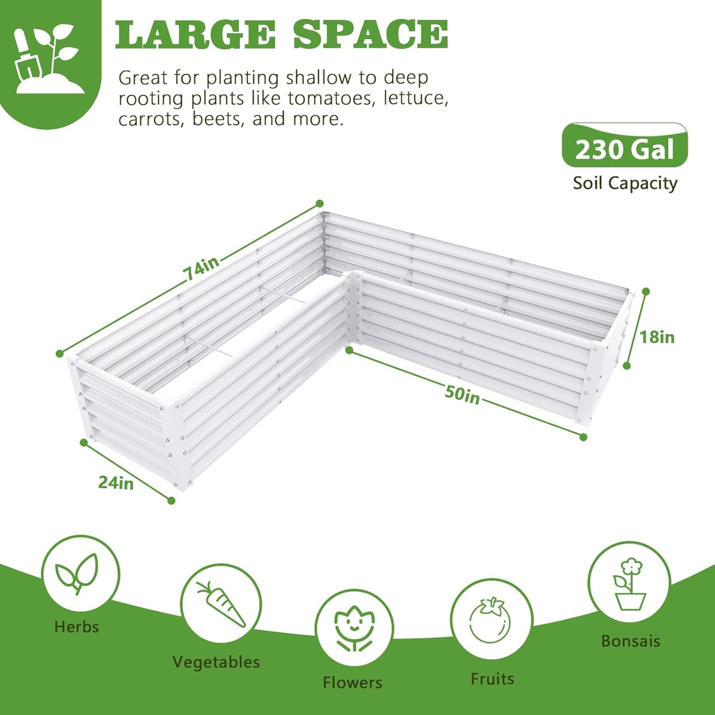 A ANLEOLIFE 8-Pack 4X4X1.5ft & 74x74x18in Deep Root Galvanized Raised Garden Beds Outdoor for Planting Vegetables Flowers Herb, Antique White