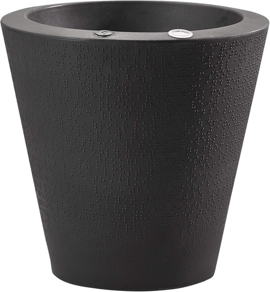 Crescent Garden Dot TruDrop Indoor/Outdoor Planter, Self-Watering Plant Pot, 26 Inches, (Caviar Black)