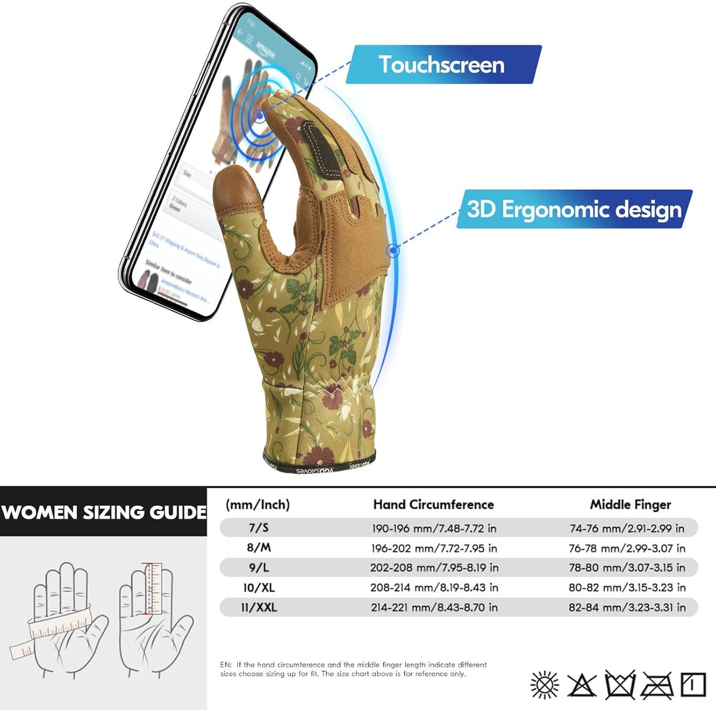 Vgo... 1Pair Gardening Gloves for Women, Goatskin leather Thorn Proof Working Gloves for Weeding, Digging, Raking, Pruning and Planting,Touchscreen (L,Light Green,GA7471)