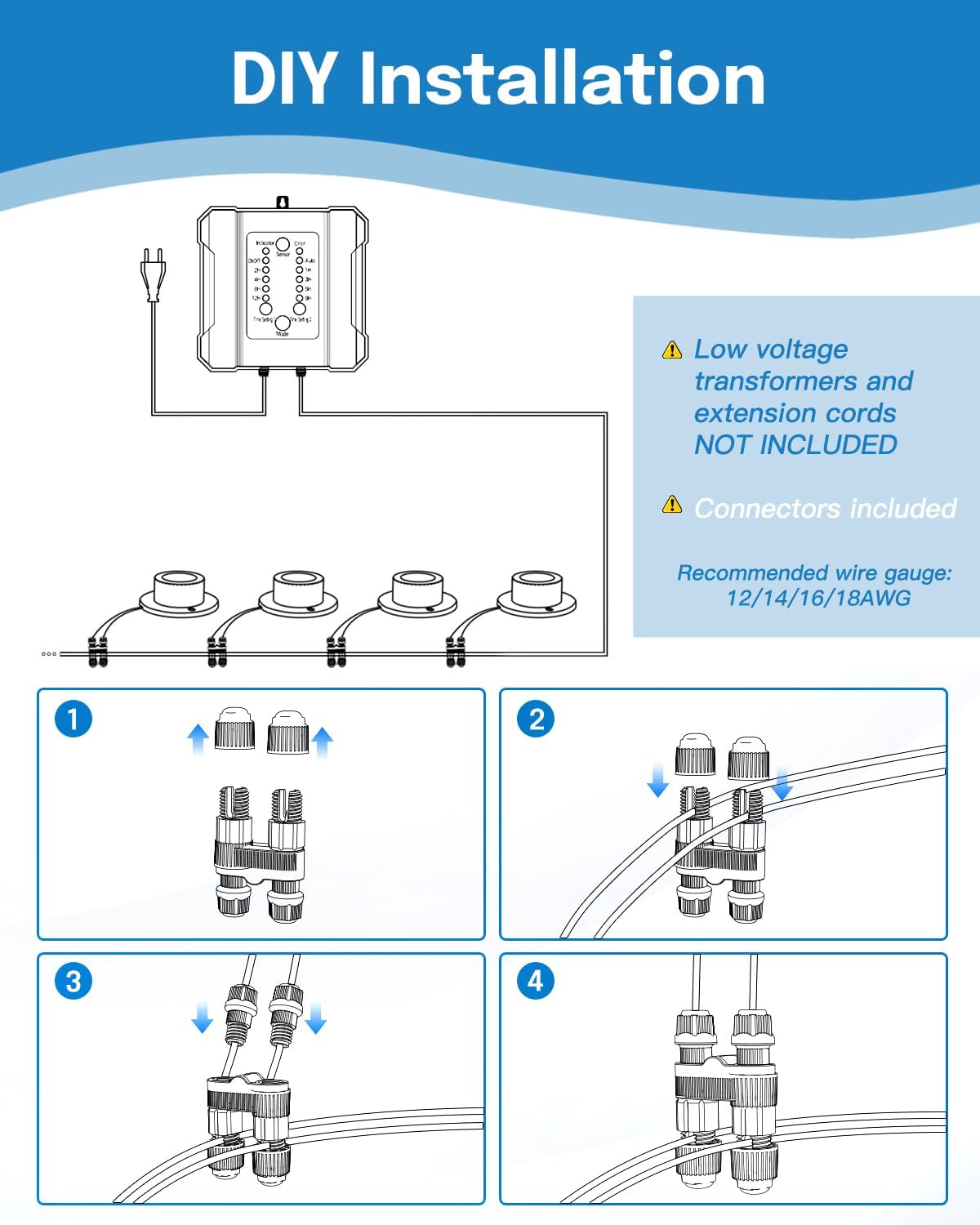 HIBOITEC Pond Lights 3W LED IP68 Waterproof Underwater Lights with UL Cord Day White 4000K Low Voltage Landscape Lighting for Fountain Pool Compatible 12-24V AC/DC 1Pack