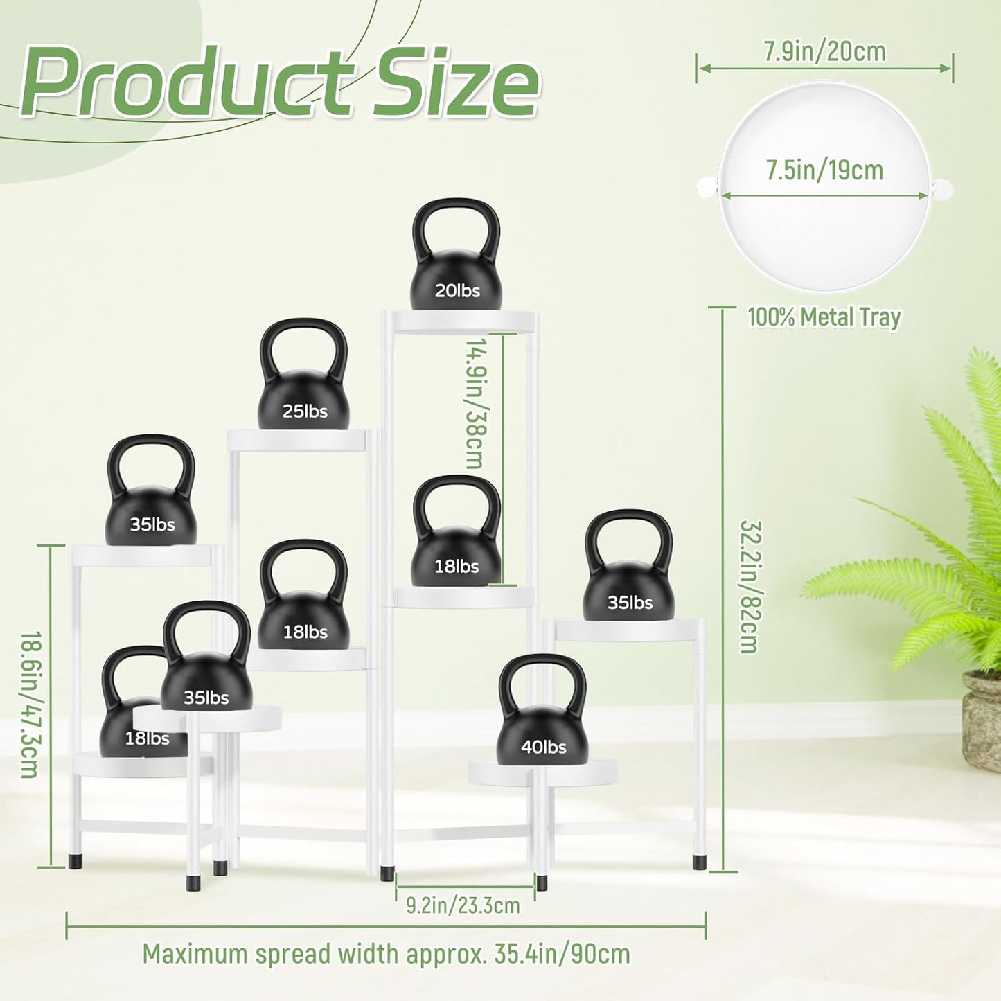 iDavosic.ly Plant Stand Indoor Outdoor, 9 Tier Corner Metal Flower Display Holder Shelf, Folding Tall Orchid Rack for Patio Balcony Porch Garden Living Room House, White