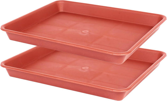 Plant Saucer Growing Tray, Seed Starter Tray Rectangular, Heavy Sturdy Plastic Planter Saucers Drainage Trays, Plant Drip Trays for Pots, Seed Starter Growing Pots (11 x 9 inch, 2 Pack)