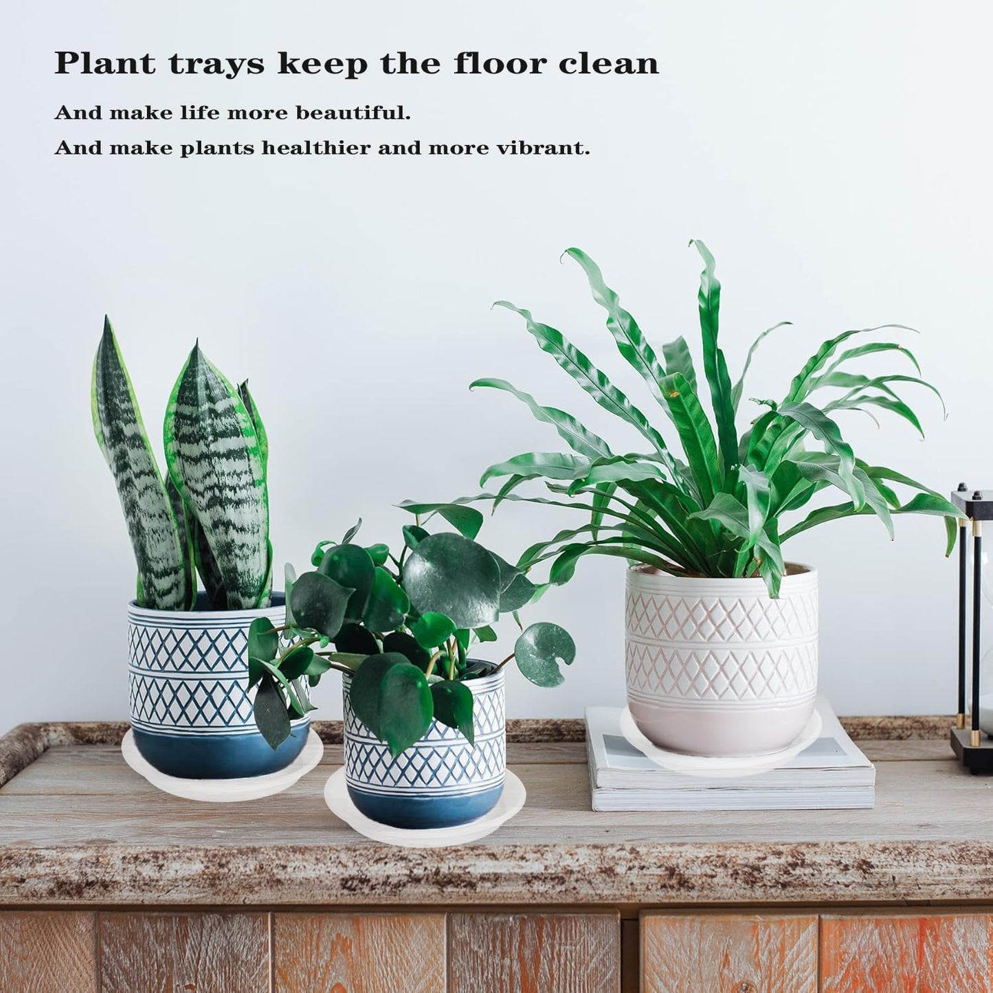 2 Pack of 14 inch Clear Plant Saucer, Plastic Plant Saucer 14 inch, Bird Bath Bowls, Heavy Duty Clear Plant Tray for Pots, Plant Saucers for Indoors Planter, Garden Water Plate 12"/13"/14"