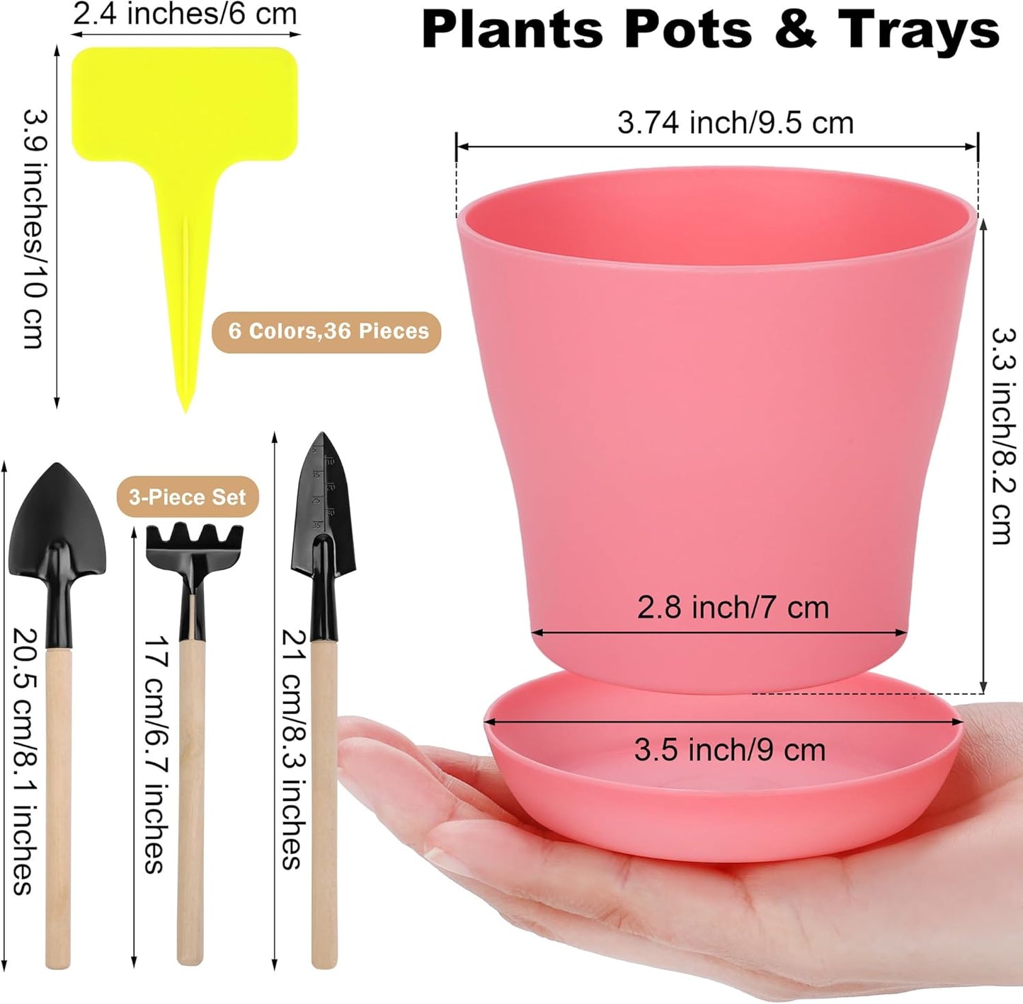 36 Pack 4 Inch Plastic Plant Pots with Saucers Colorful Flower Plant Container Seed Starting Pots Thickened Seedlings Nursery Pots for Home Garden Indoor Outdoor Flowers, 9 Colors