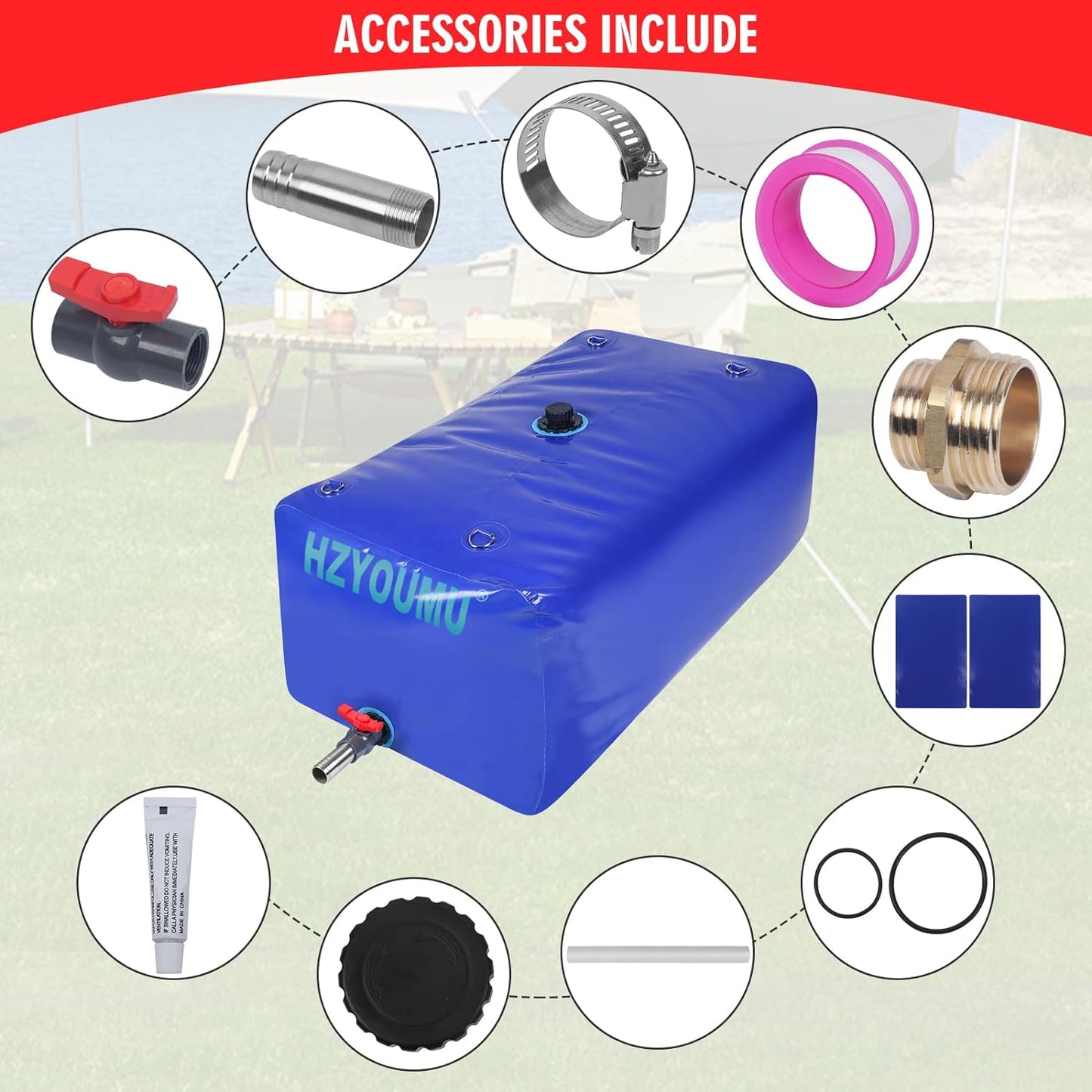 Water Tank 1000L/260G Water Bladder Storage Container Foldable Portable Large Capacity Soft Bag Suitable for Outdoor Easy to Carry Out (260Gal)