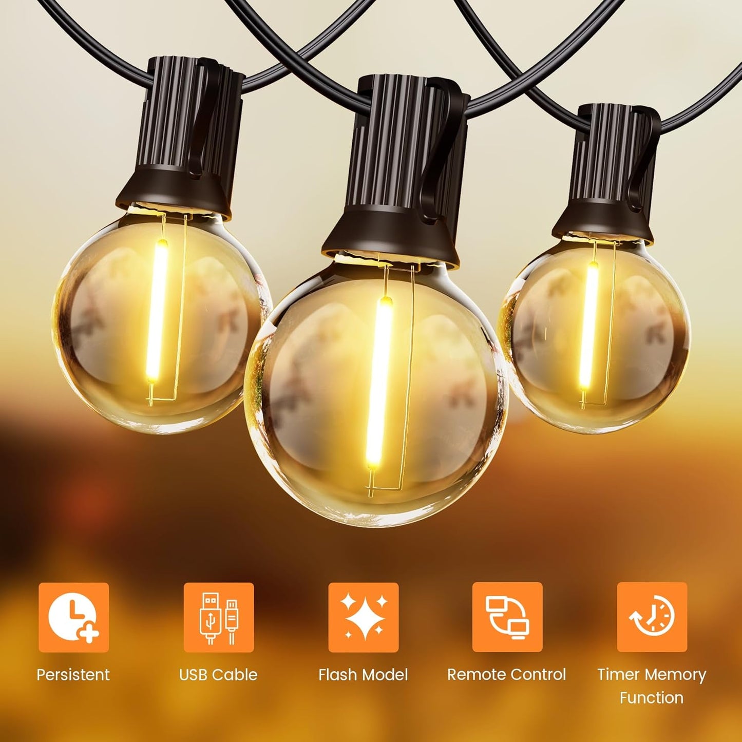 OHLUX 35FT Solar Globe String Lights Outdoor,Waterproof Solar G40 Patio Lights With Remote, 17 Shatterproof LED Filament Bulbs, 2200K Soft White,Dimmable Outside Edison Hanging Light for Backyard Deck