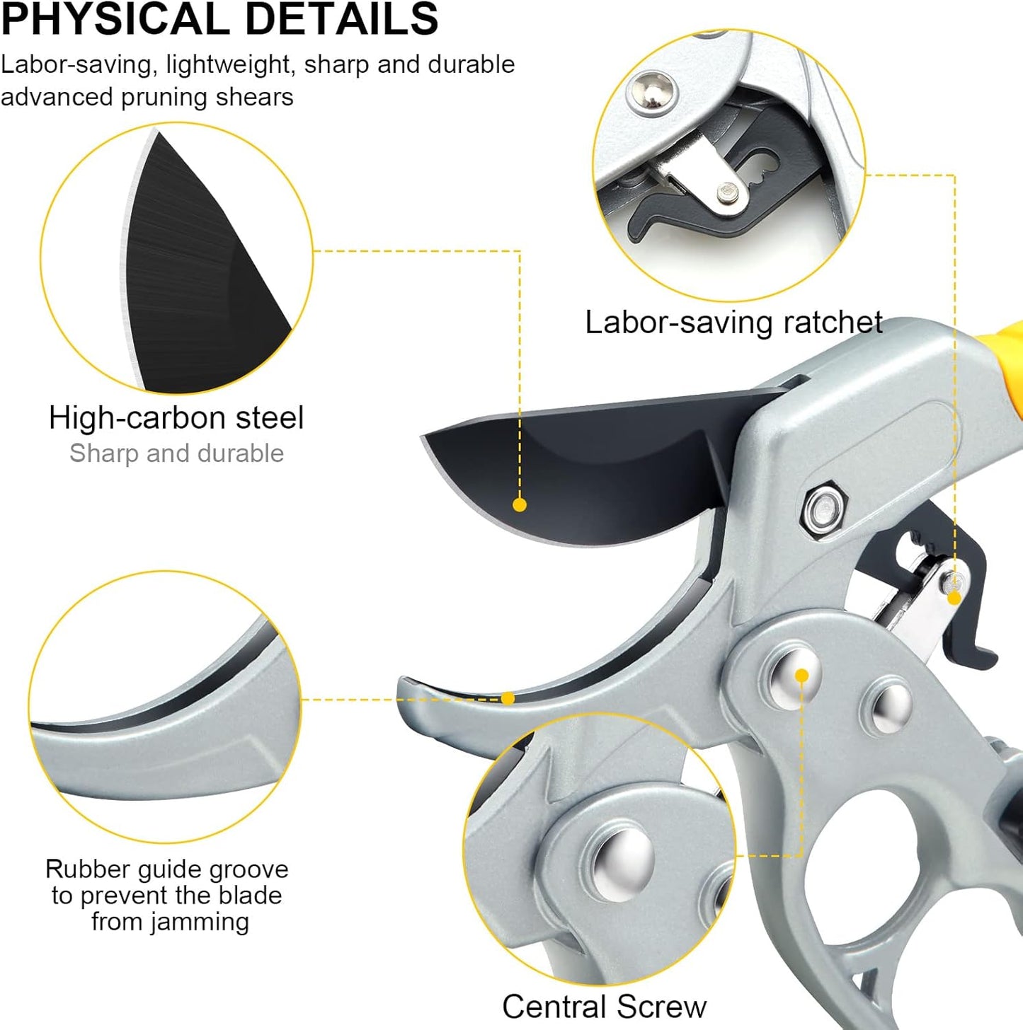 Ultra Sharp Germany Steel Pruning Shears - Cuts 3X Easier, Ergonomic Design - Weak Hand Arthritis Snips, Effortlessly 1-Inch Cut Capacity Heavy Duty Garden Scissors, Sharp Garden Clippers
