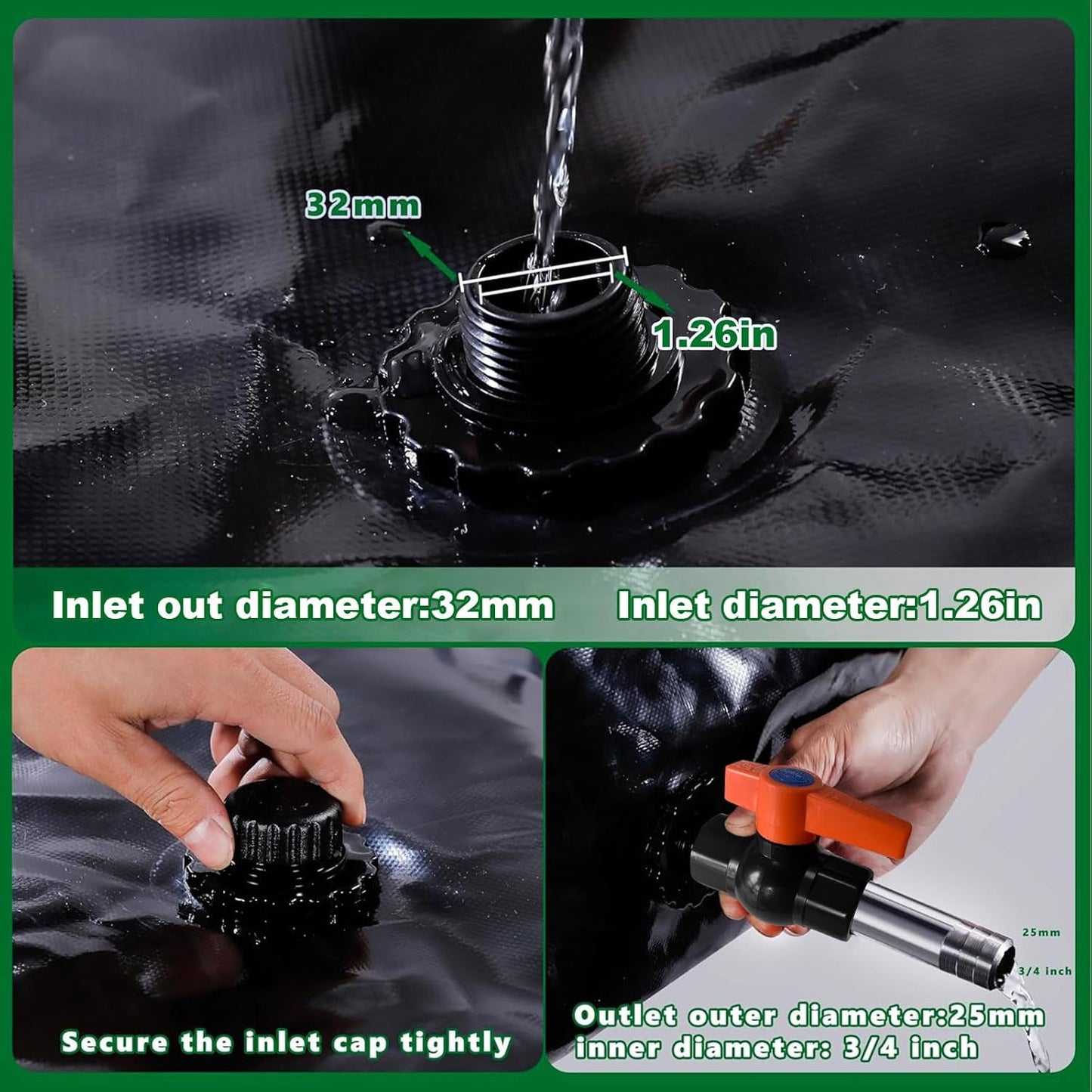 113 L/30 gal Water Bladder Storage Containers, Foldable Portable Water Tank Large Capacity Soft Water Bag, Drought Resistance, Fire Prevention, Emergency Water